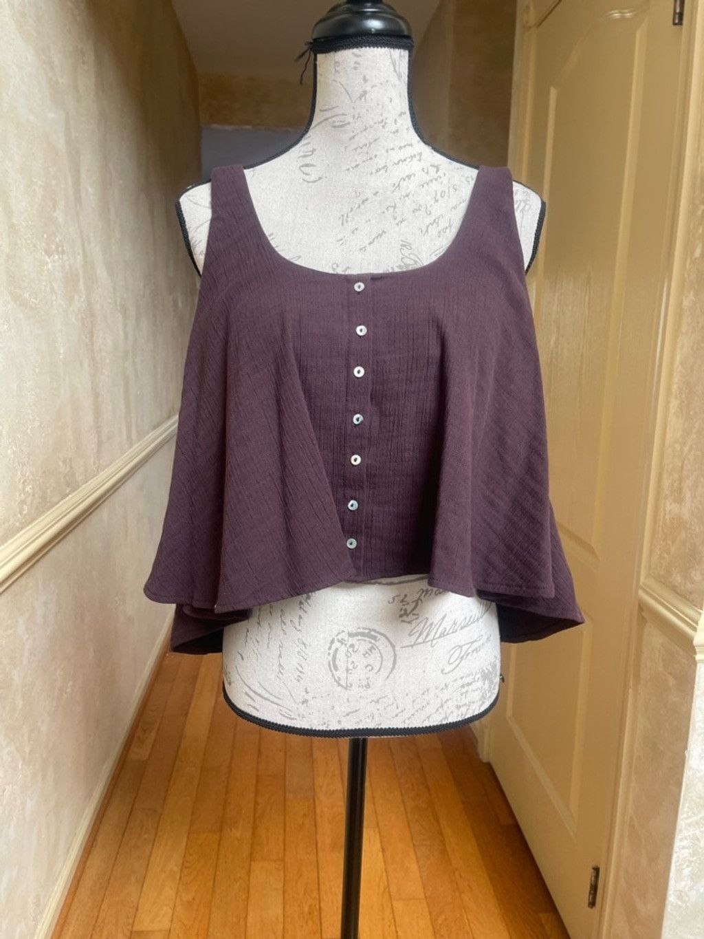 Zara ZARA XXL Brown Textured Cotton Crop TankTop Boho Cottagecore Size S / US 4 / IT 40 - 2 Thumbnail