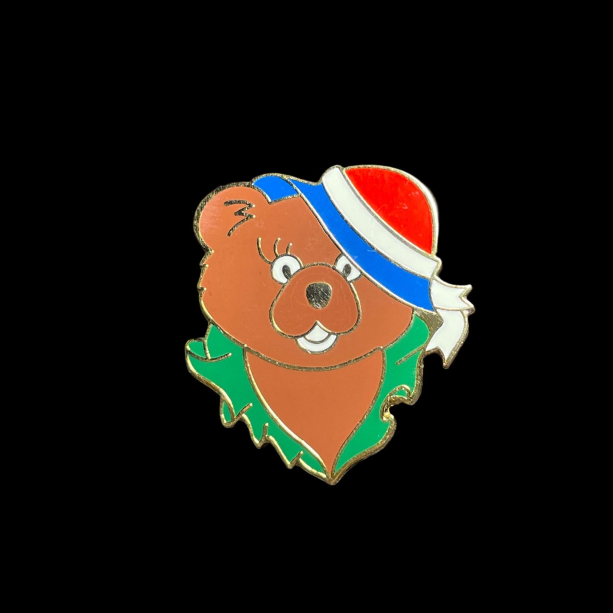 Vintage Classy French Female Brown Bear with Hat Enamel Brooch Pin V Size ONE SIZE - 2 Thumbnail