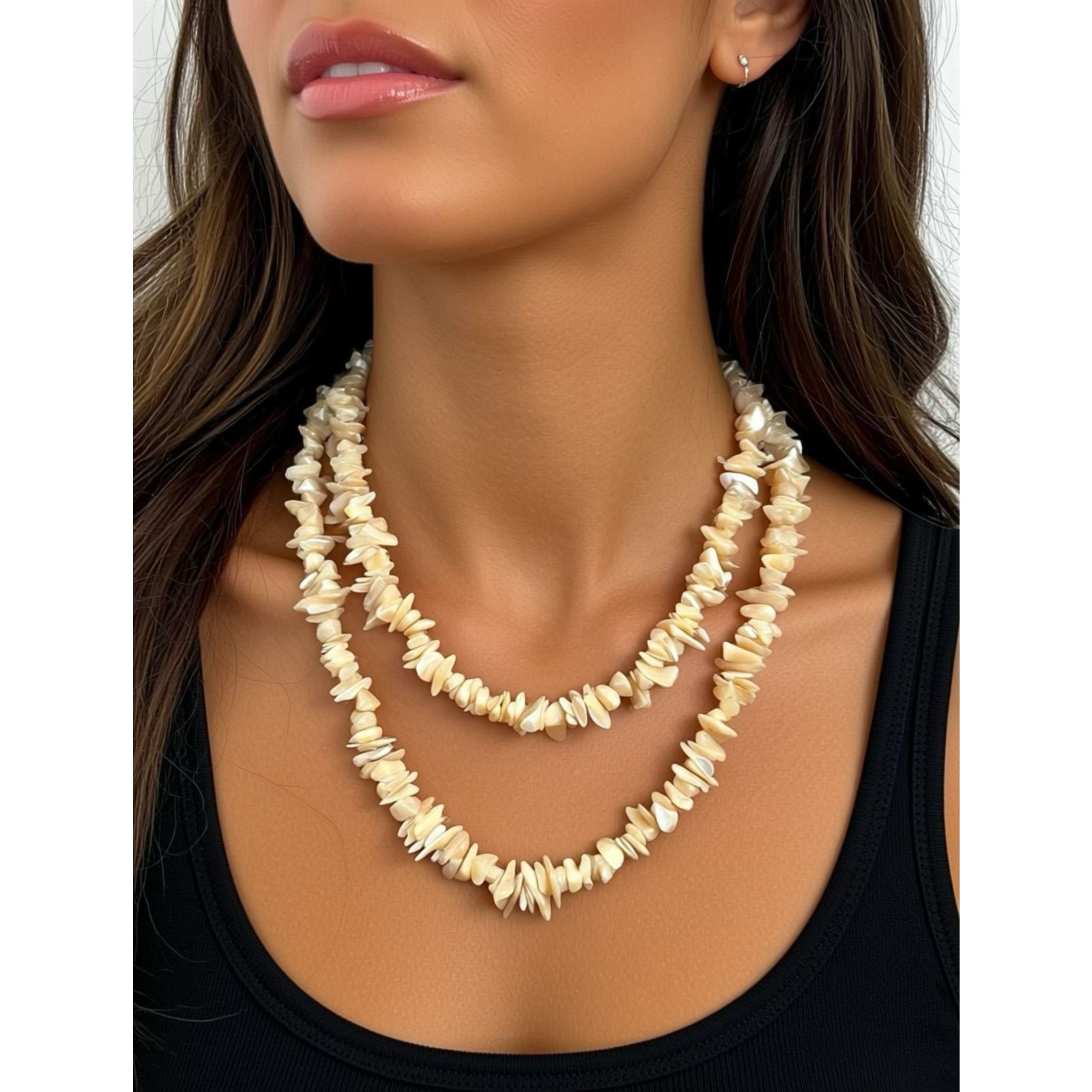 Other Vintage 40" Mother of Pearl Chip Necklace Single Strand Size ONE SIZE - 8 Thumbnail
