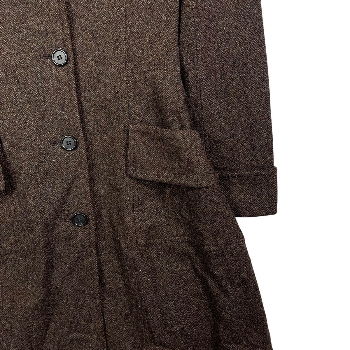 Vintage Emilyan Faux Fur Collar Herringbone Wool Long Coat Belted Size M / US 6-8 / IT 42-44 - 5 Thumbnail
