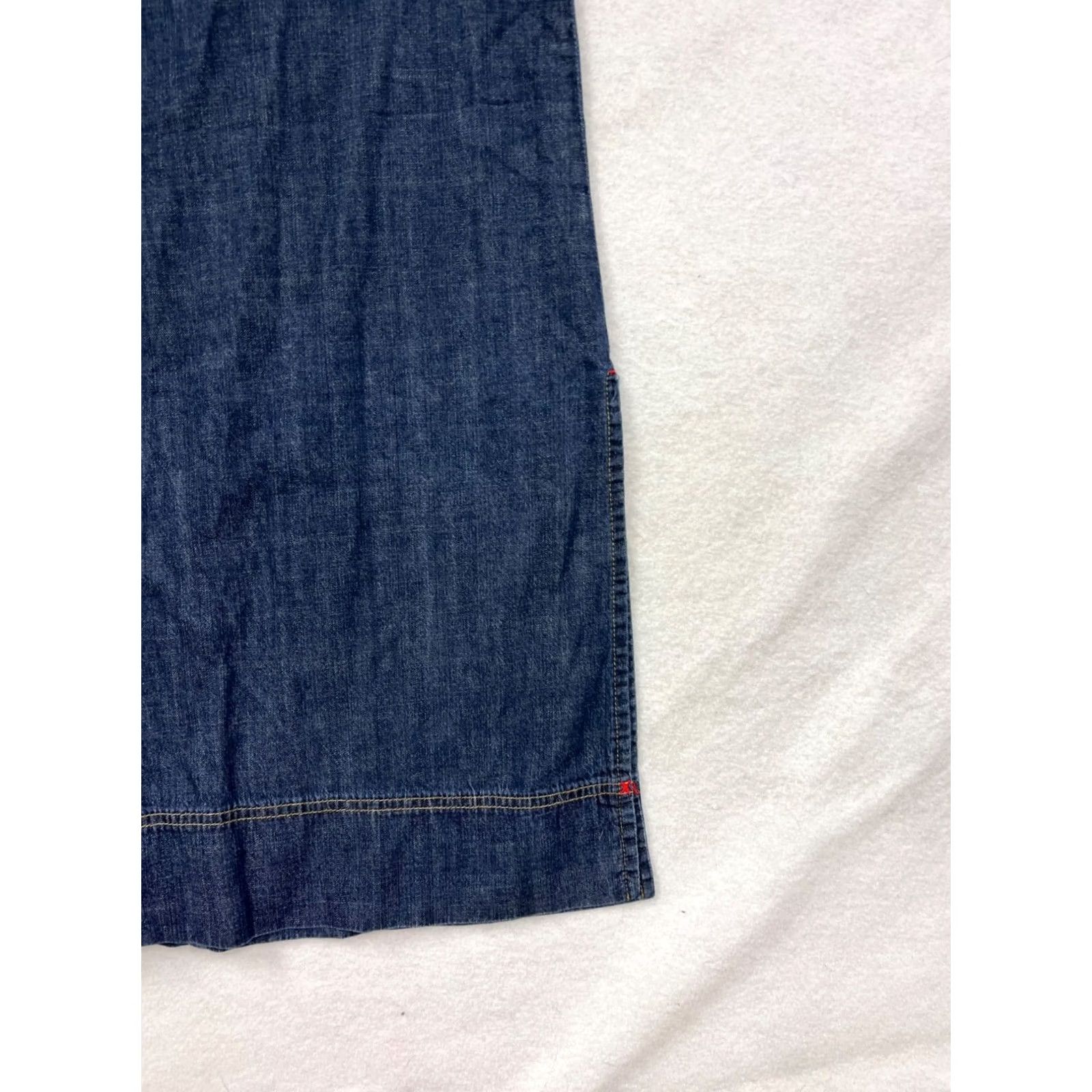 Mavi VINTAGE Mavi Denim Long Skirt Womens L Dark Blue Maxi Skirt Womens L Boys Girls Mens side slits back pocket red stitching Size 36" / US 14 / IT 50 - 6 Thumbnail