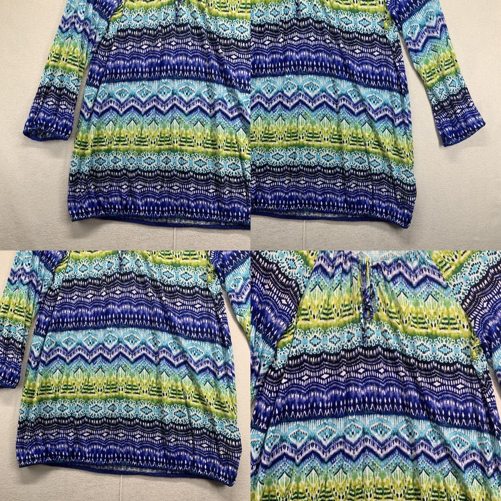 Jones New York Jones New York Sport Women's Blouse Large Multicolor Geometric Casual 3/4 Sleeve Viscose Size L / US 10 / IT 46 - 8 Thumbnail