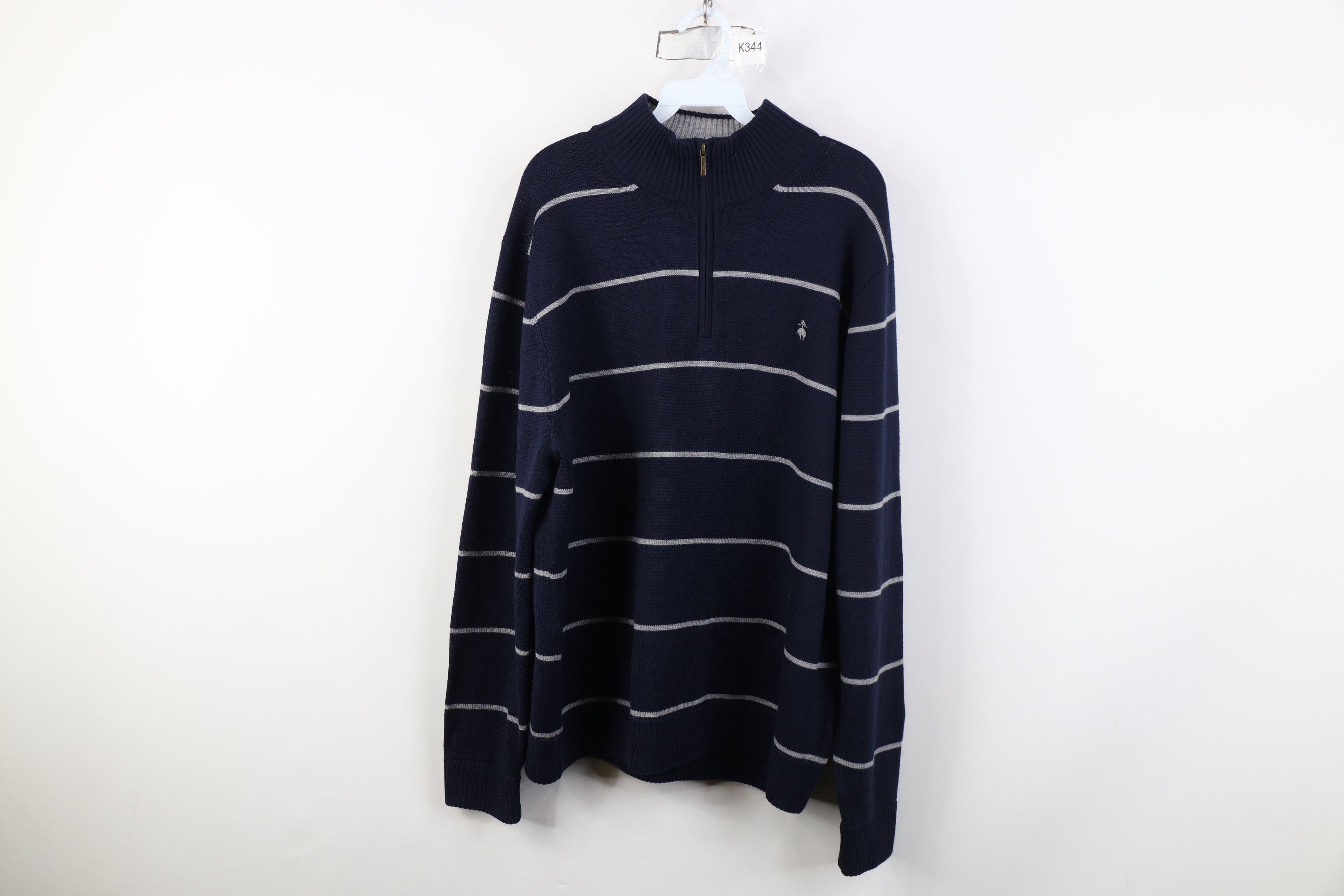 Brooks Brothers Brooks Brothers Merino Striped 1/4 Half Zip Pullover Sweater Size US XL / EU 56 / 4 - 1 Thumbnail