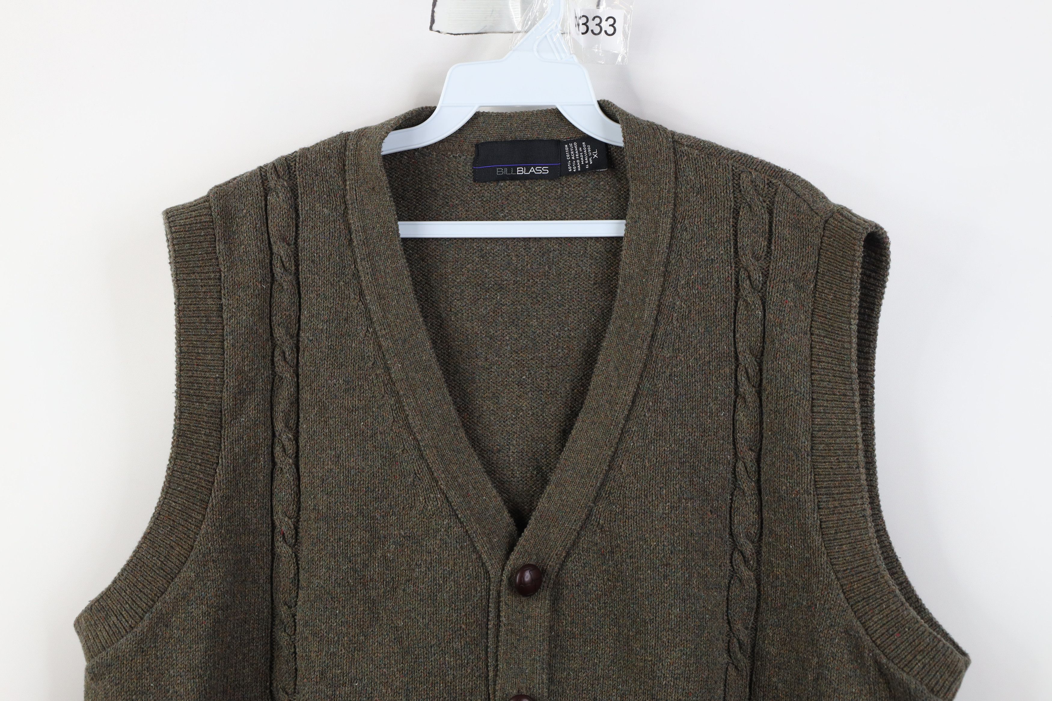 Vintage Vintage 90s Streetwear Cable Knit Cardigan Sweater Vest Size US XL / EU 56 / 4 - 2 Thumbnail