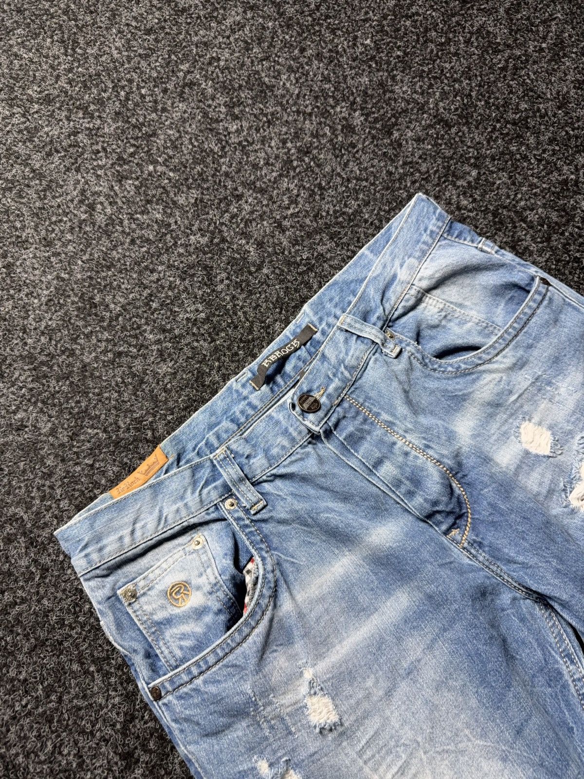 Le Grande Bleu (L.G.B.) Y2K Distressed Japanese Biker Denim Jeans Destroyed Punk Size US 34 / EU 50 - 5 Thumbnail