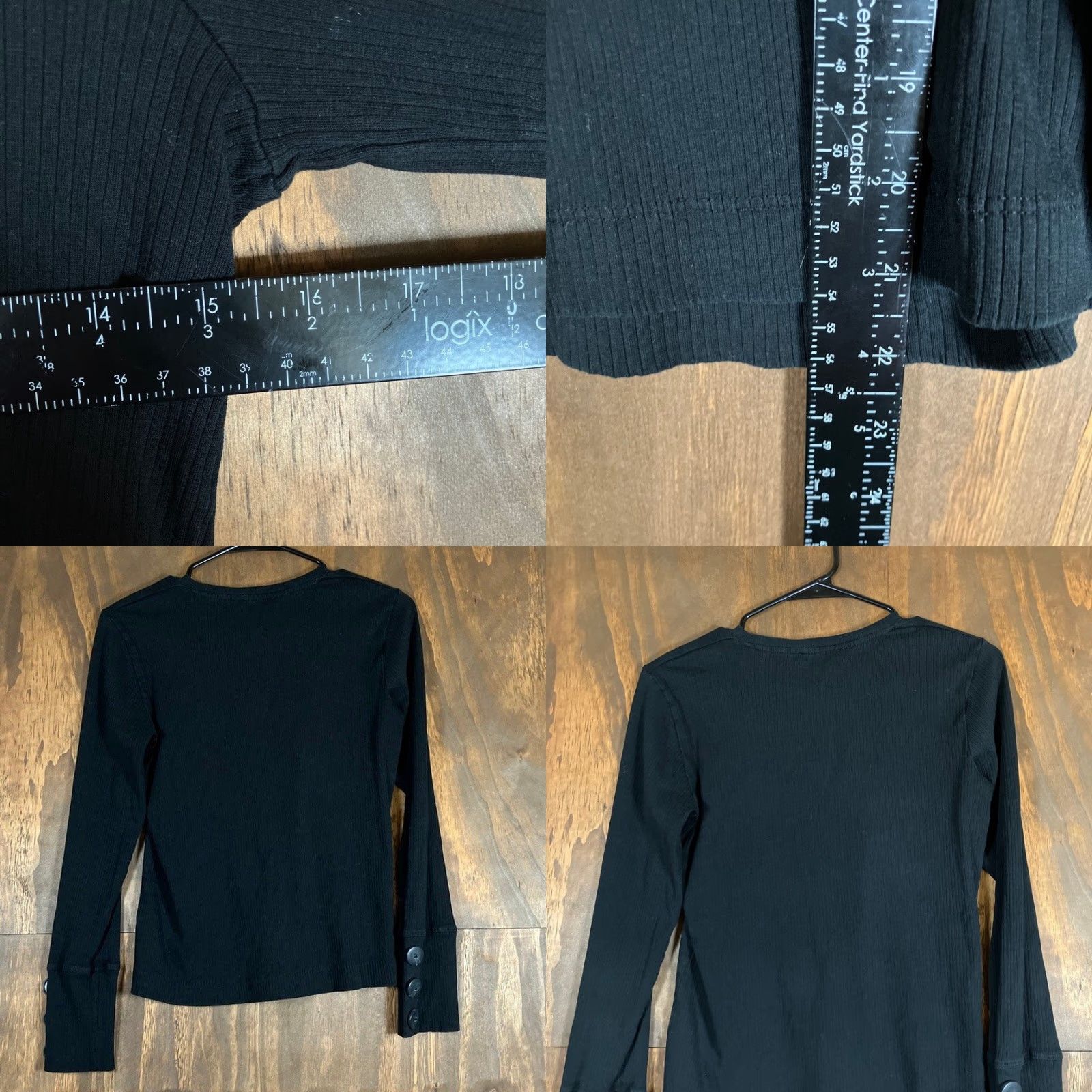 Zara ZARA Womens Shirt Black Ribbed Crew Neck Button Wrist Long Sleeve Stretch Large Size L / US 10 / IT 46 - 8 Thumbnail