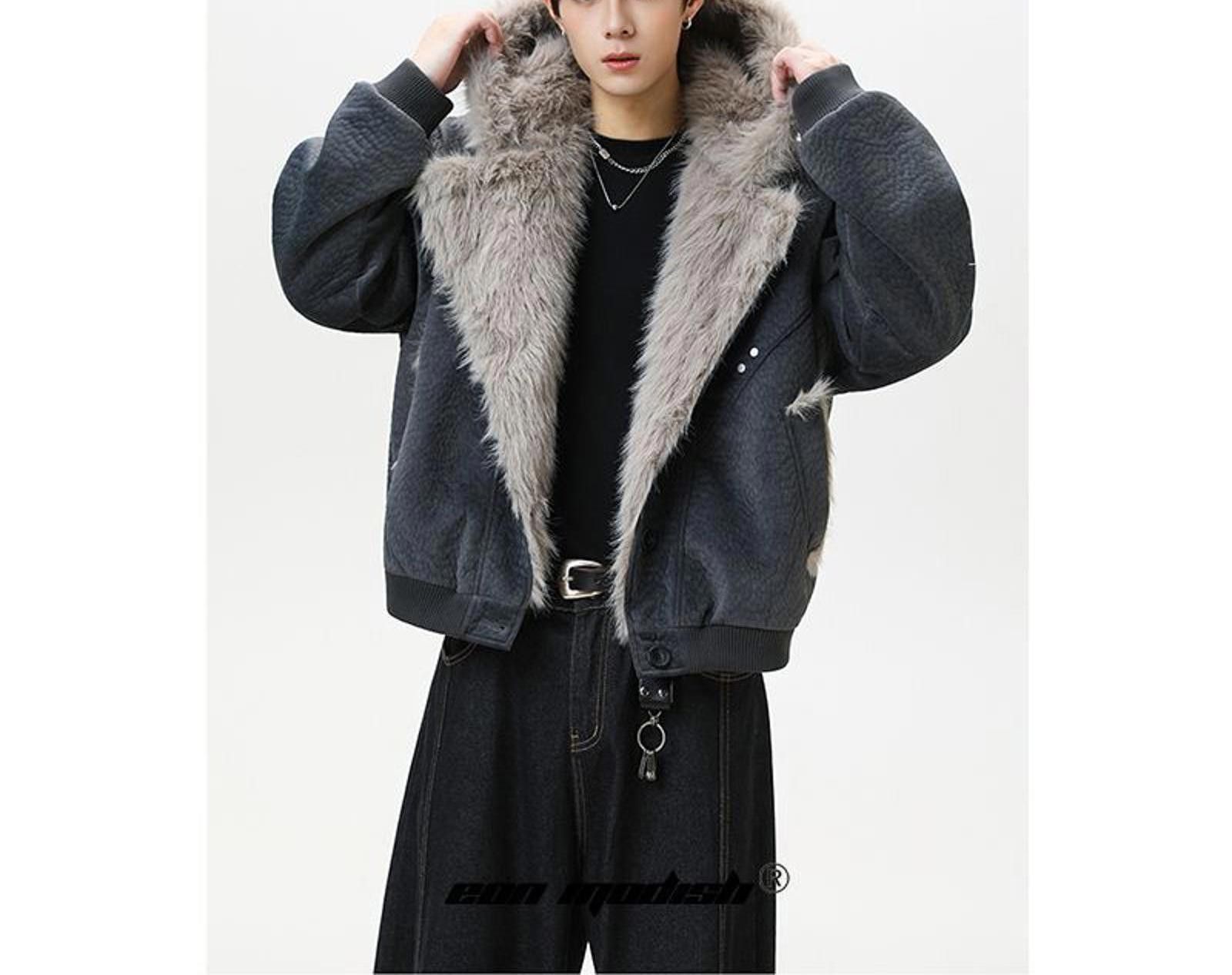 Japanese Brand Faux Fur Lined Bomber Jacket, Men's Winter Outerwear Size US L / EU 52-54 / 3 - 2 Thumbnail