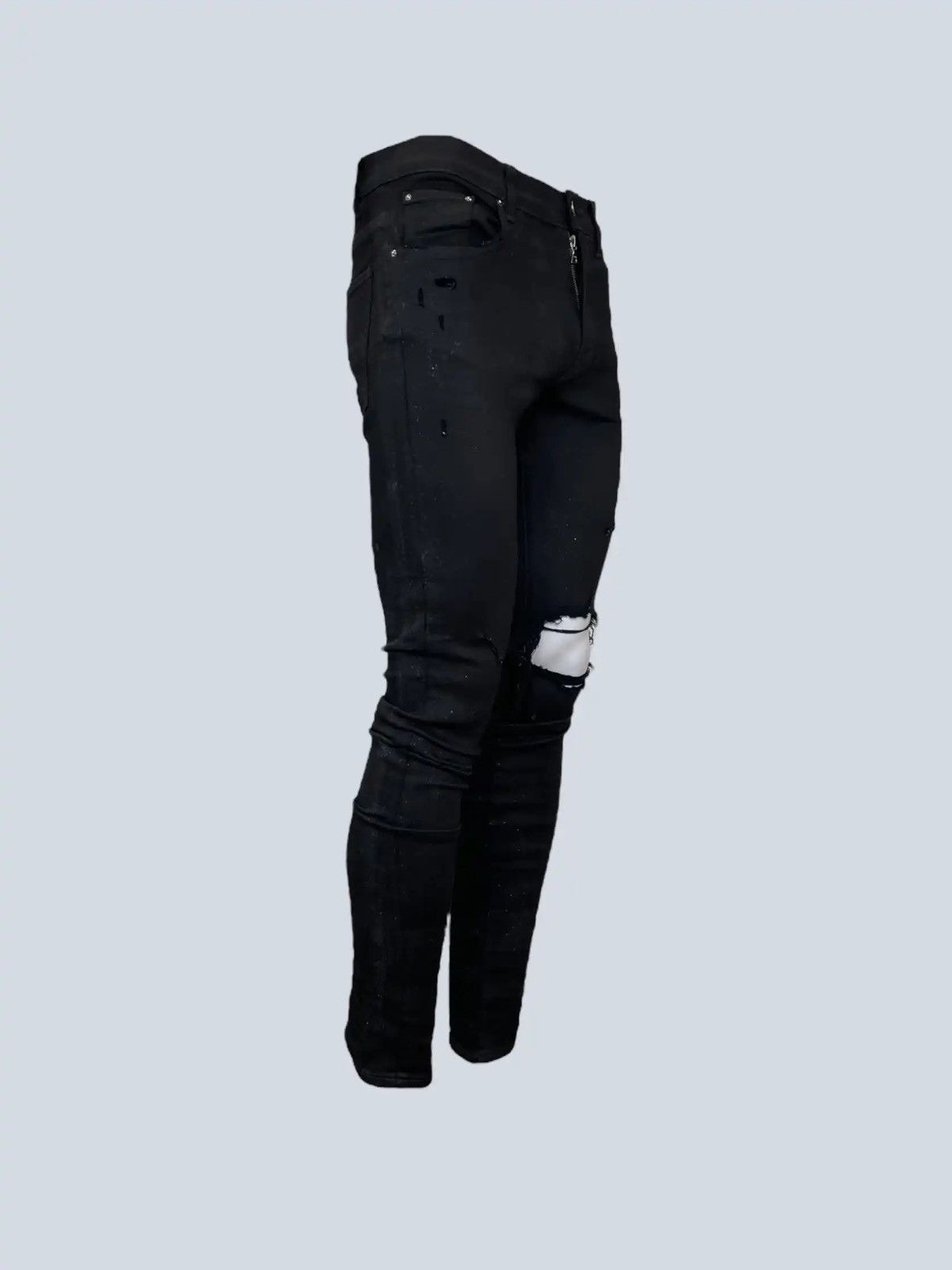 Amiri Amiri skinny pants in distressed cotton and glitter, 30. Size US 30 / EU 46 - 2 Thumbnail