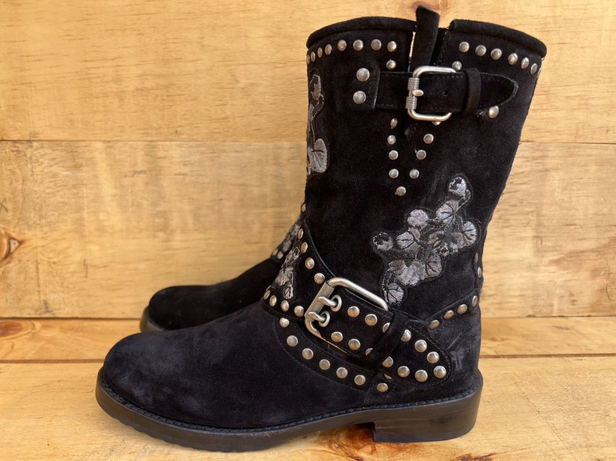Frye Frye Women's NAT Flower Black Suede Engineer Boots Size US 7 / IT 37 - 1 Thumbnail