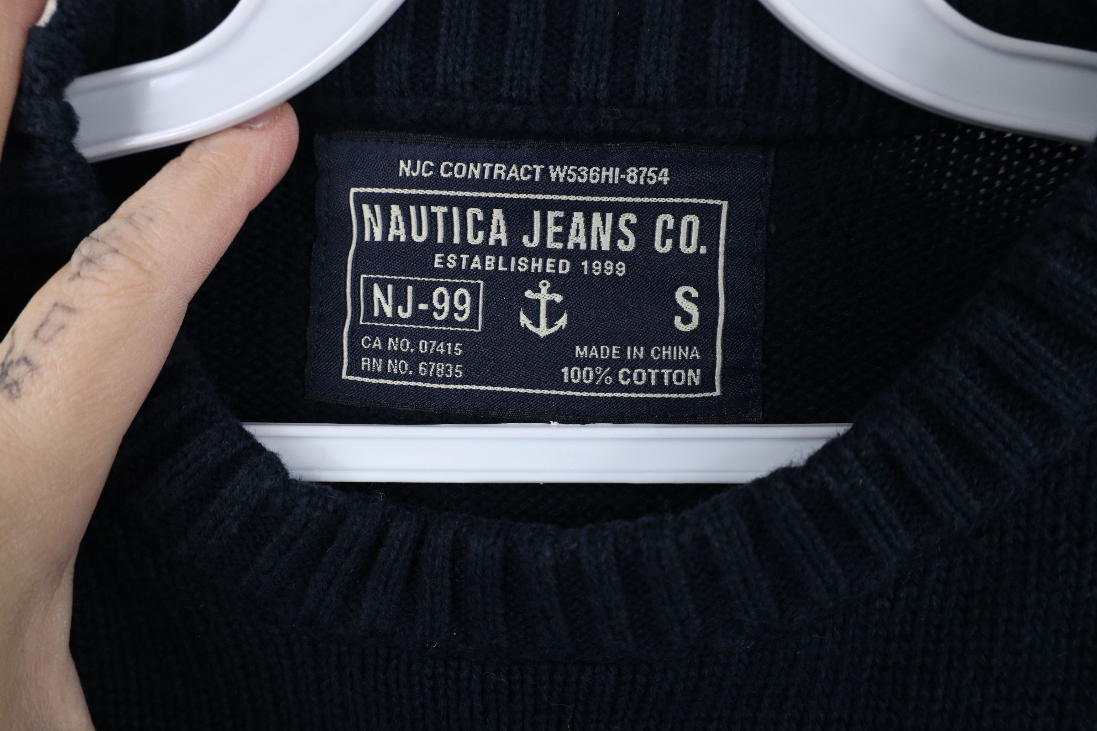 Nautica × Vintage Vintage 90s Nautica Block Striped Knit Crewneck Sweater Size US S / EU 44-46 / 1 - 6 Thumbnail