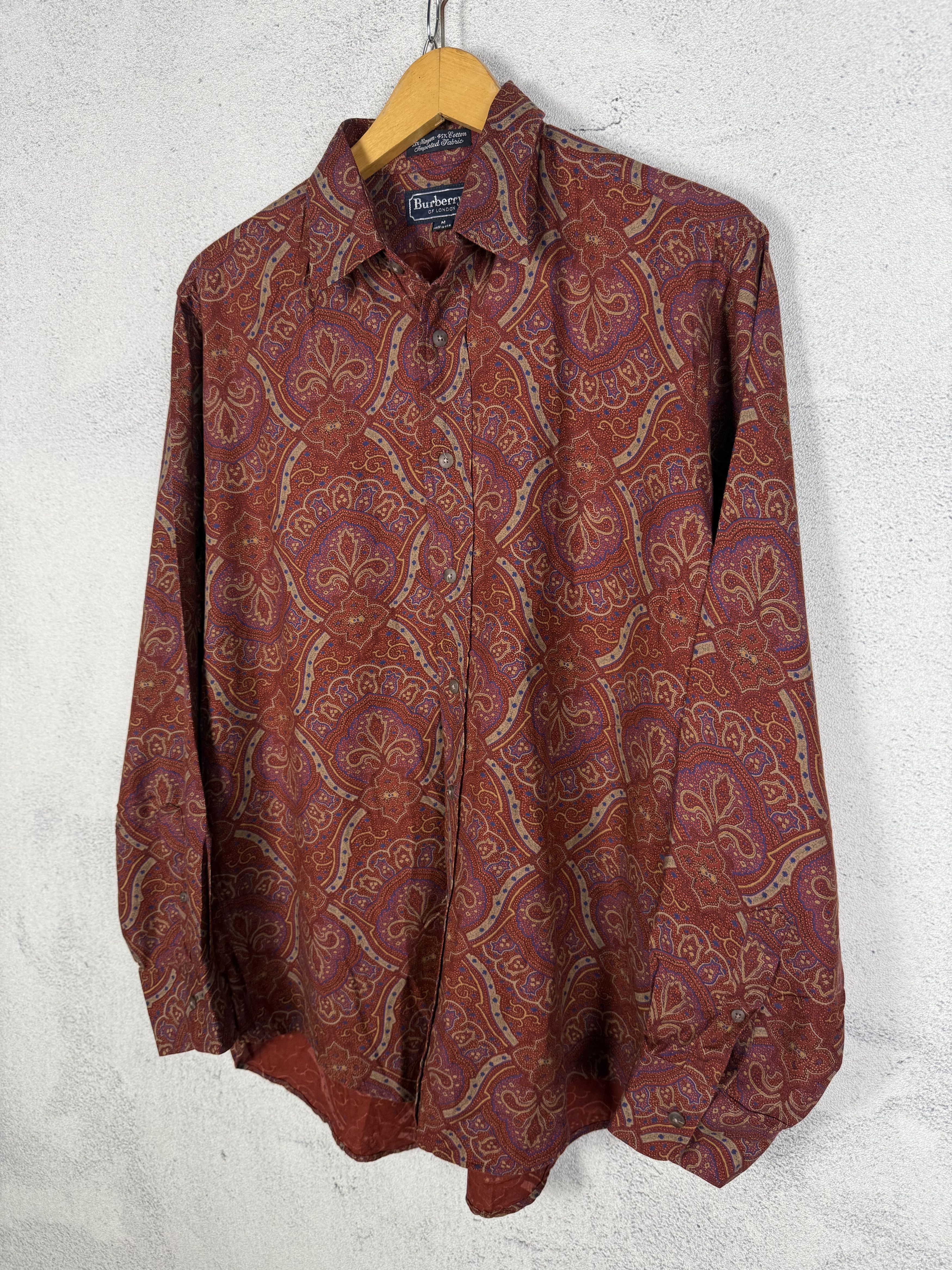 Burberry Vintage 90s Burberry Rayon Shirt Size US M / EU 48-50 / 2 - 2 Thumbnail