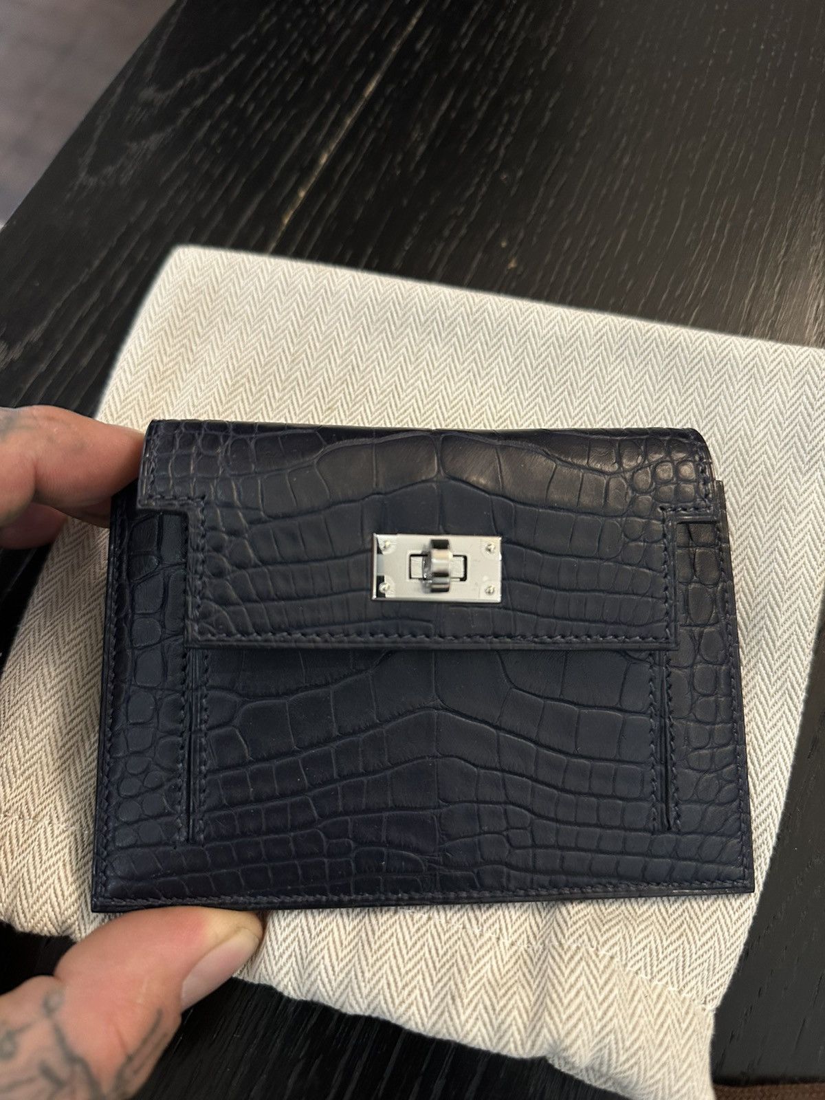 Hermes Hermes 2026 NEW 1:1 CROC KELLY POCKET MINI COMPACT WALLET Size ONE SIZE - 2 Thumbnail
