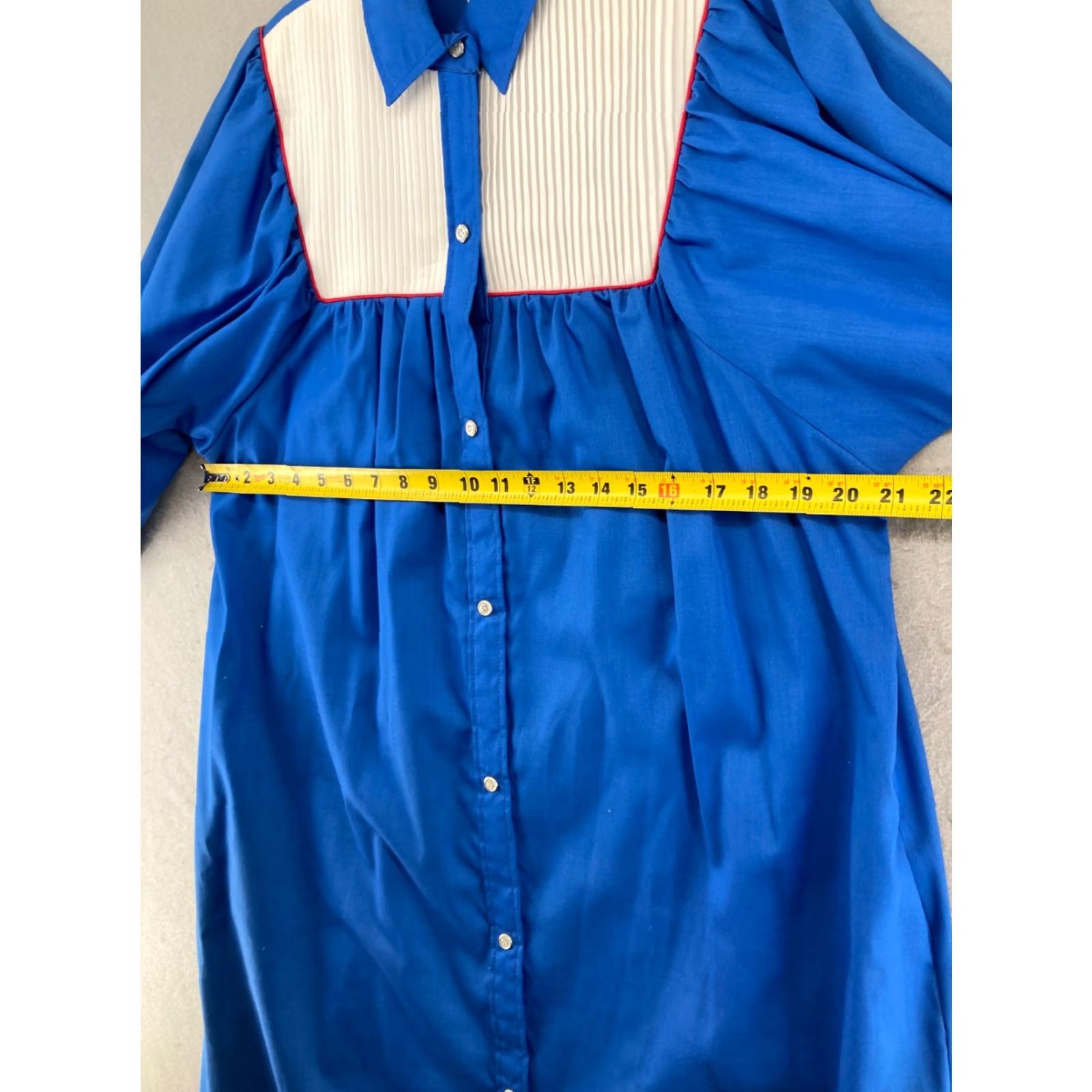 Nautica VINTAGE Models Coat Dress Shirt Womens 10 Navy Blue Striped 60s 70s Sailor Collar A-Line 3/4 Sleeve Button Up Vintage Size L / US 10 / IT 46 - 2 Thumbnail