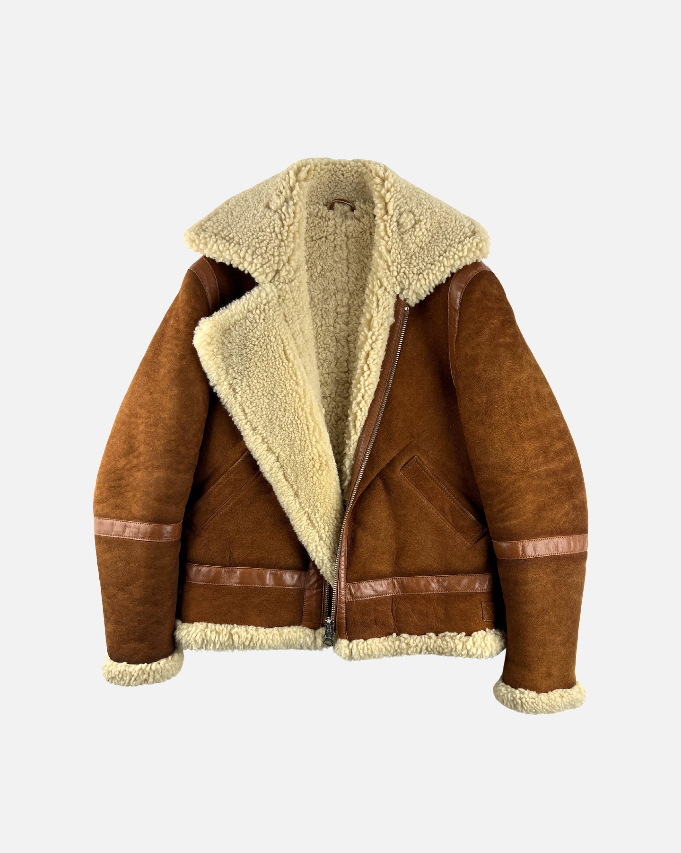 Acne Studios Acne Studios Tan Brown Ian Shearling Jacket Size US S / EU 44-46 / 1 - 1 Thumbnail
