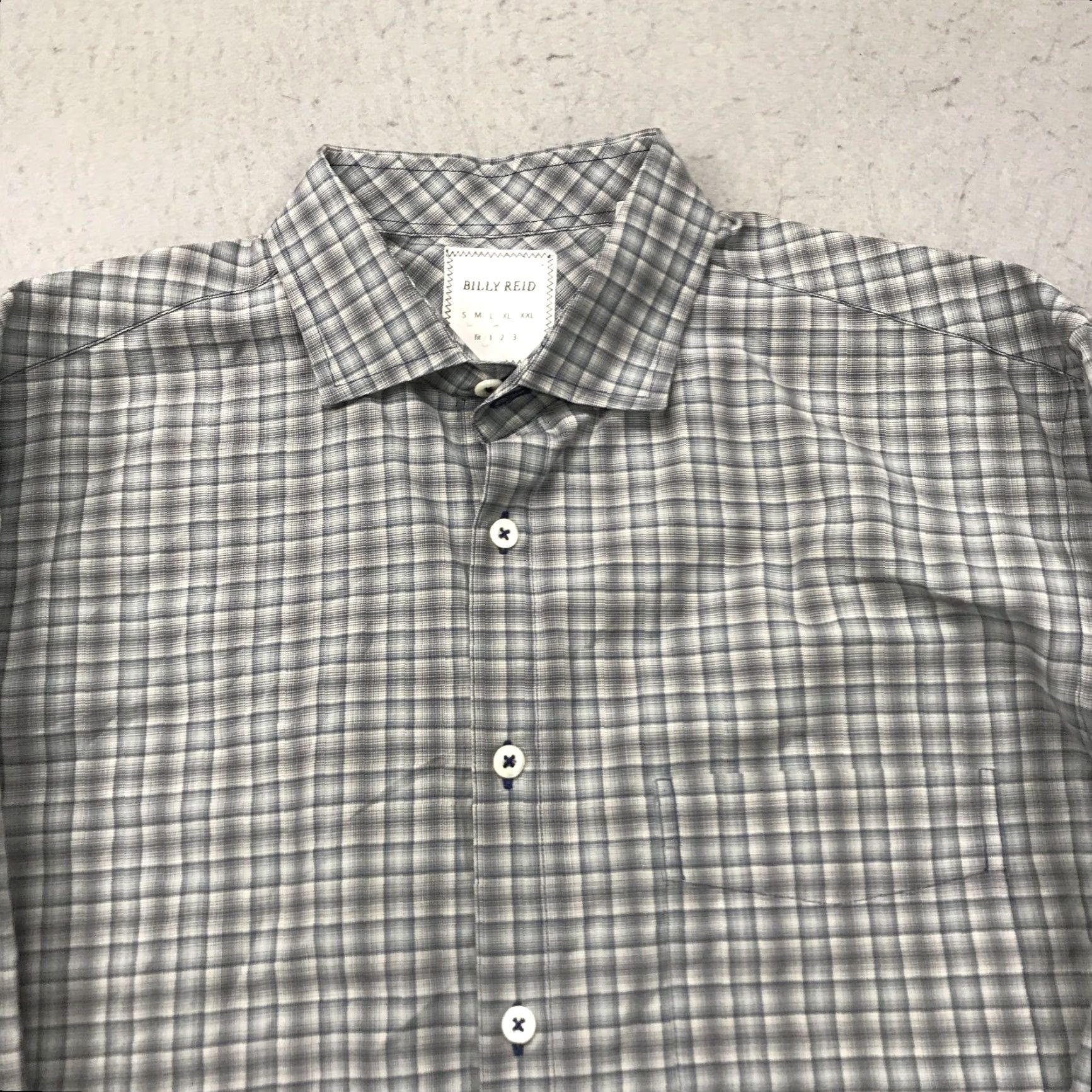 Billy Reid Billy Reid Shirt Mens Medium Gray Blue Check Fit 1 Casual Long Sleeve Cotton Button-Up M Mens Size US M / EU 48-50 / 2 - 2 Thumbnail