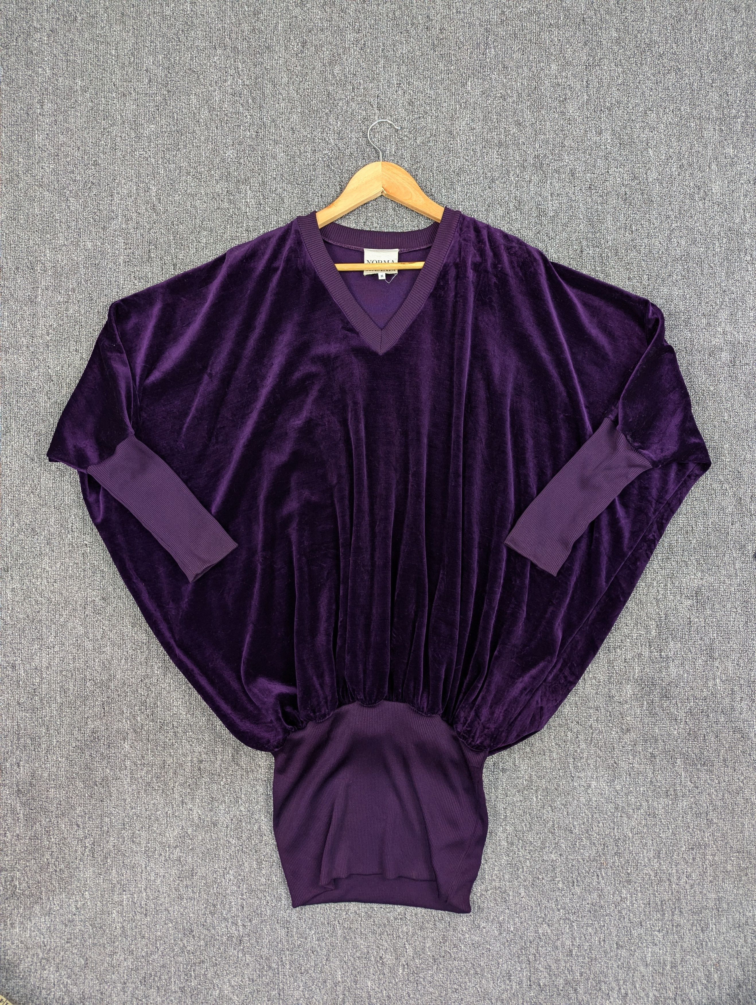 Norma Kamali Vintage Norma Kamali Purple Velvet Batwing Sweater Size M / US 6-8 / IT 42-44 - 1 Thumbnail