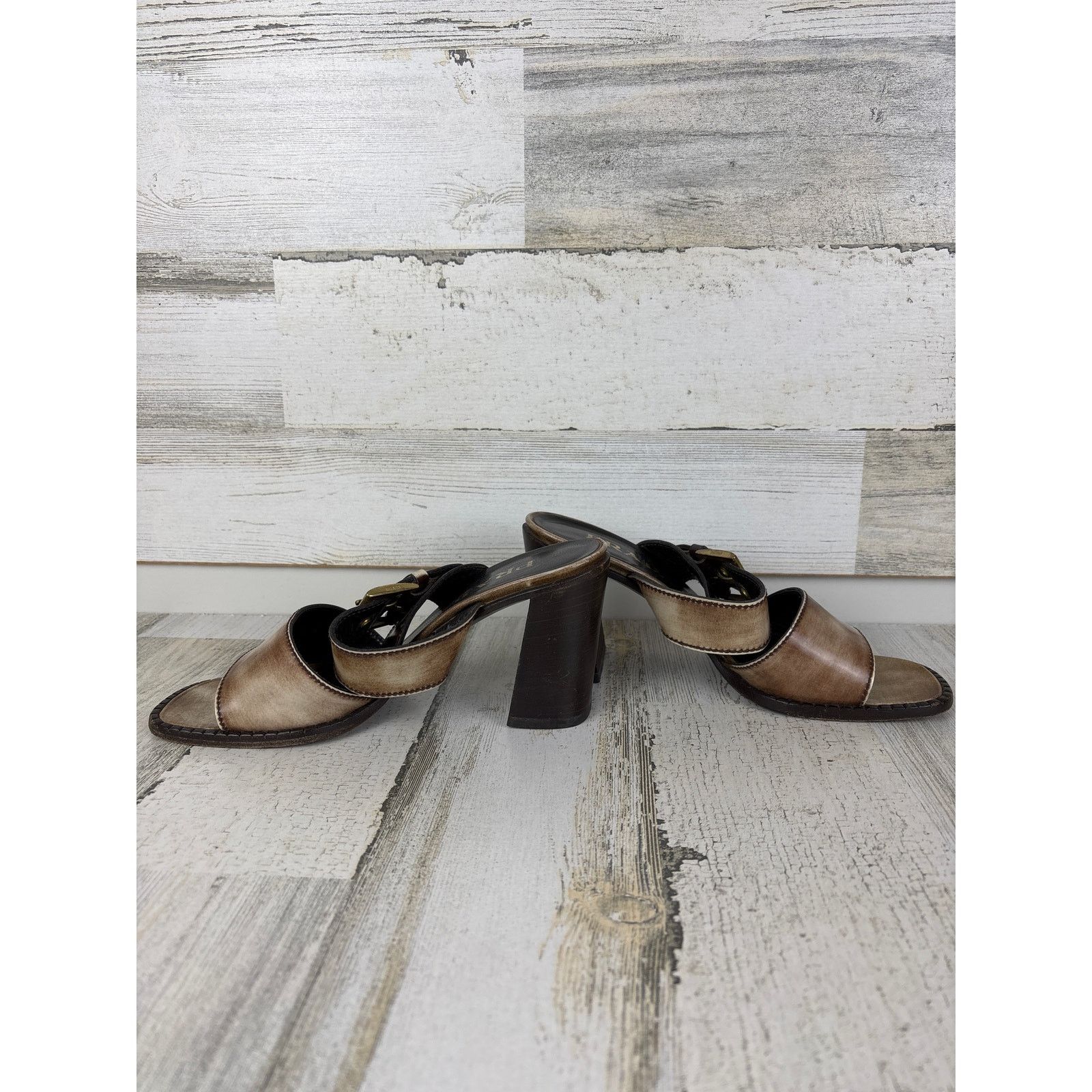 Prada Prada womens 6 vintage heel buckle sandals brown leather Size US 6 / IT 36 - 8 Thumbnail