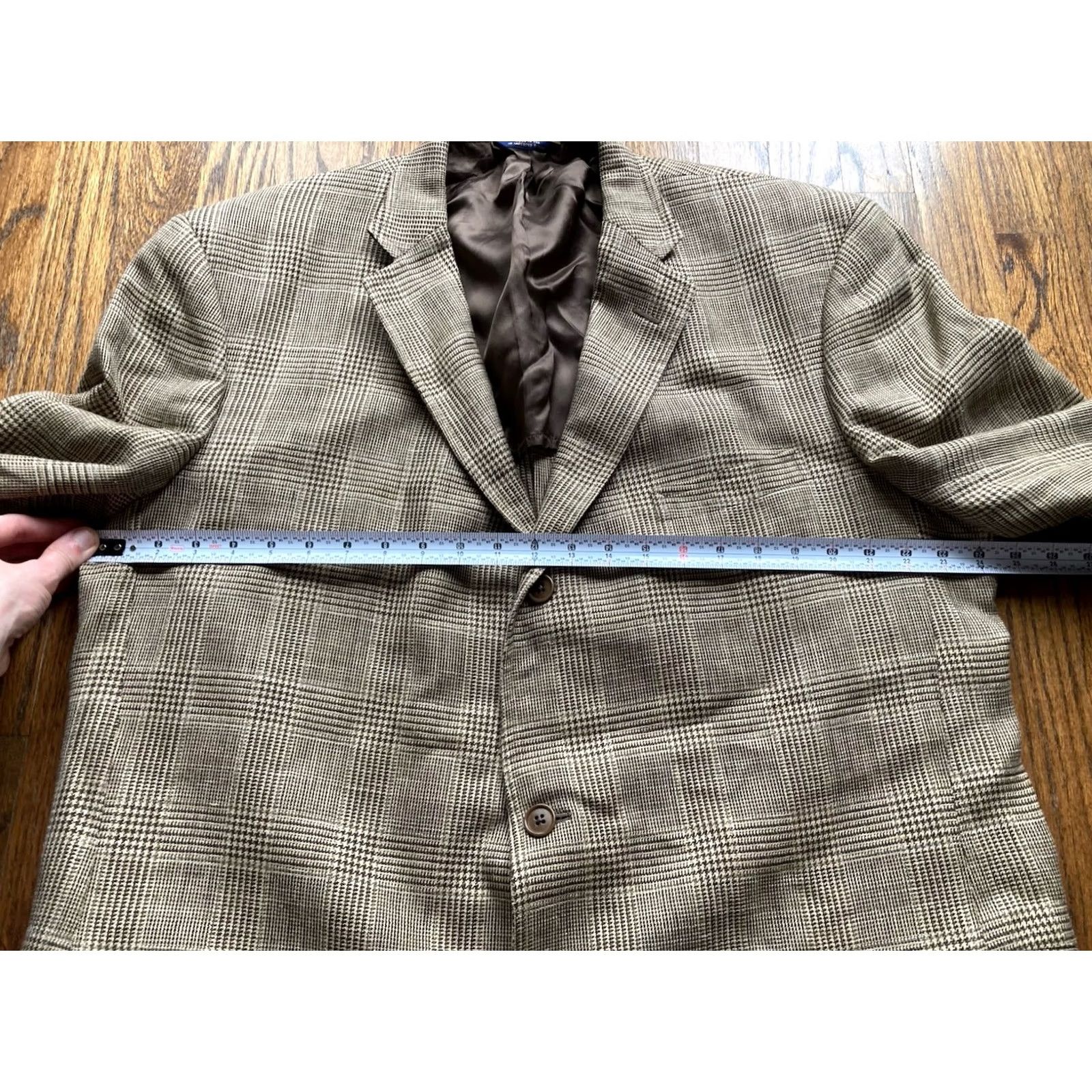 Brooks Brothers BROOKS BROTHERS Blazer Mens 50XL Brown Glen Plaid Silk Linen Wool 3 Button Size 50R - 6 Thumbnail