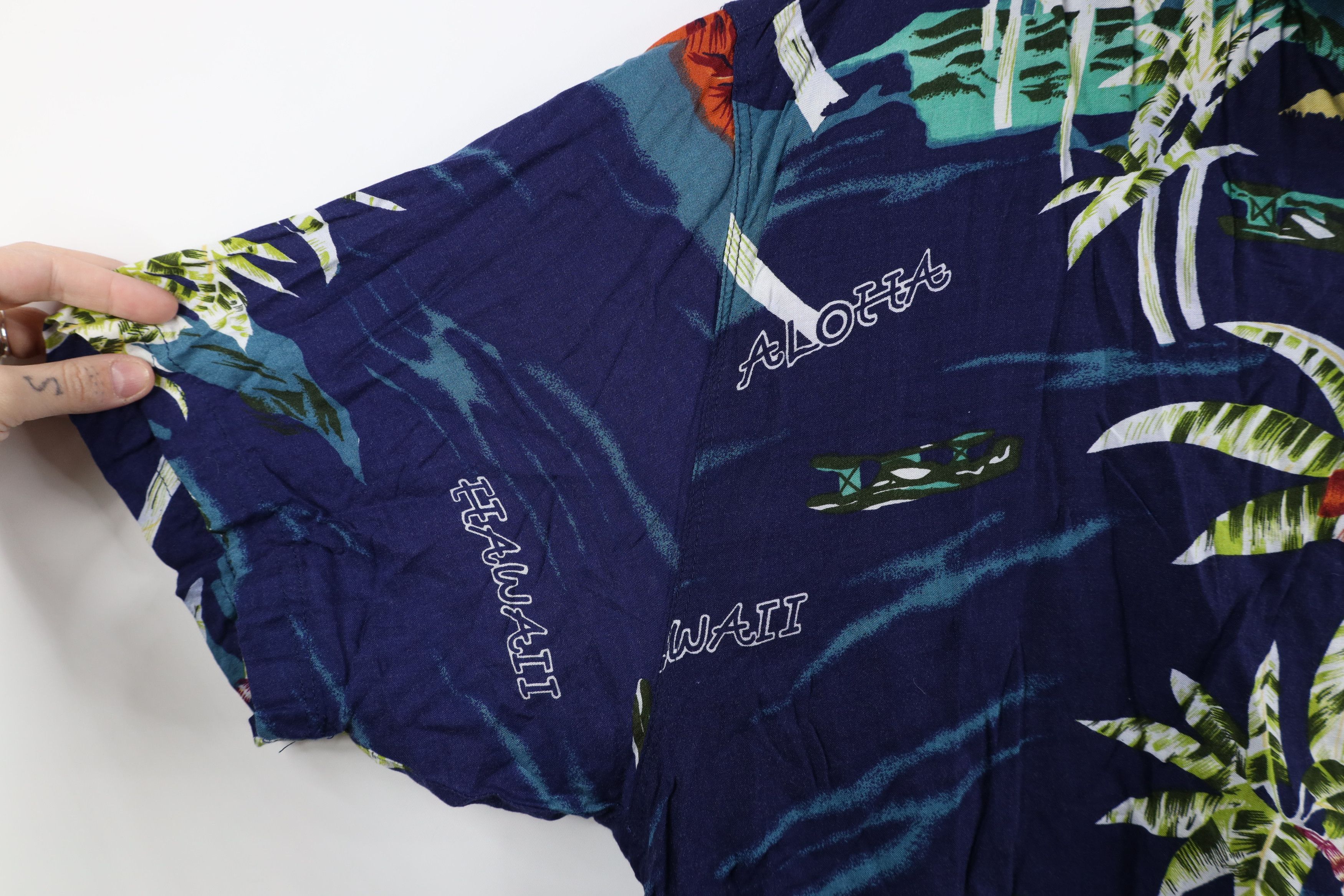 Vintage Vintage 90s Streetwear Rayon Hawaiian Airplane Button Shirt Size US L / EU 52-54 / 3 - 4 Thumbnail