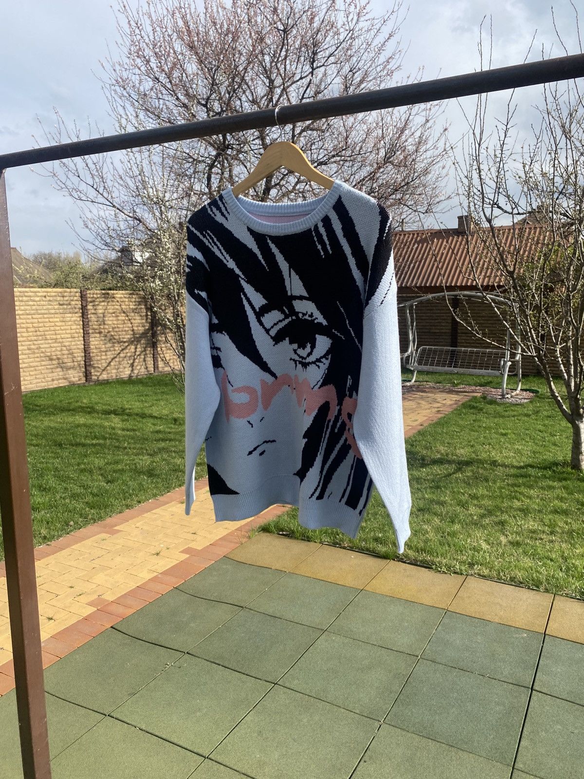 Japanese Brand Blue anime graphic sweater, oversized knit pullover Size L / US 10 / IT 46 - 3 Thumbnail
