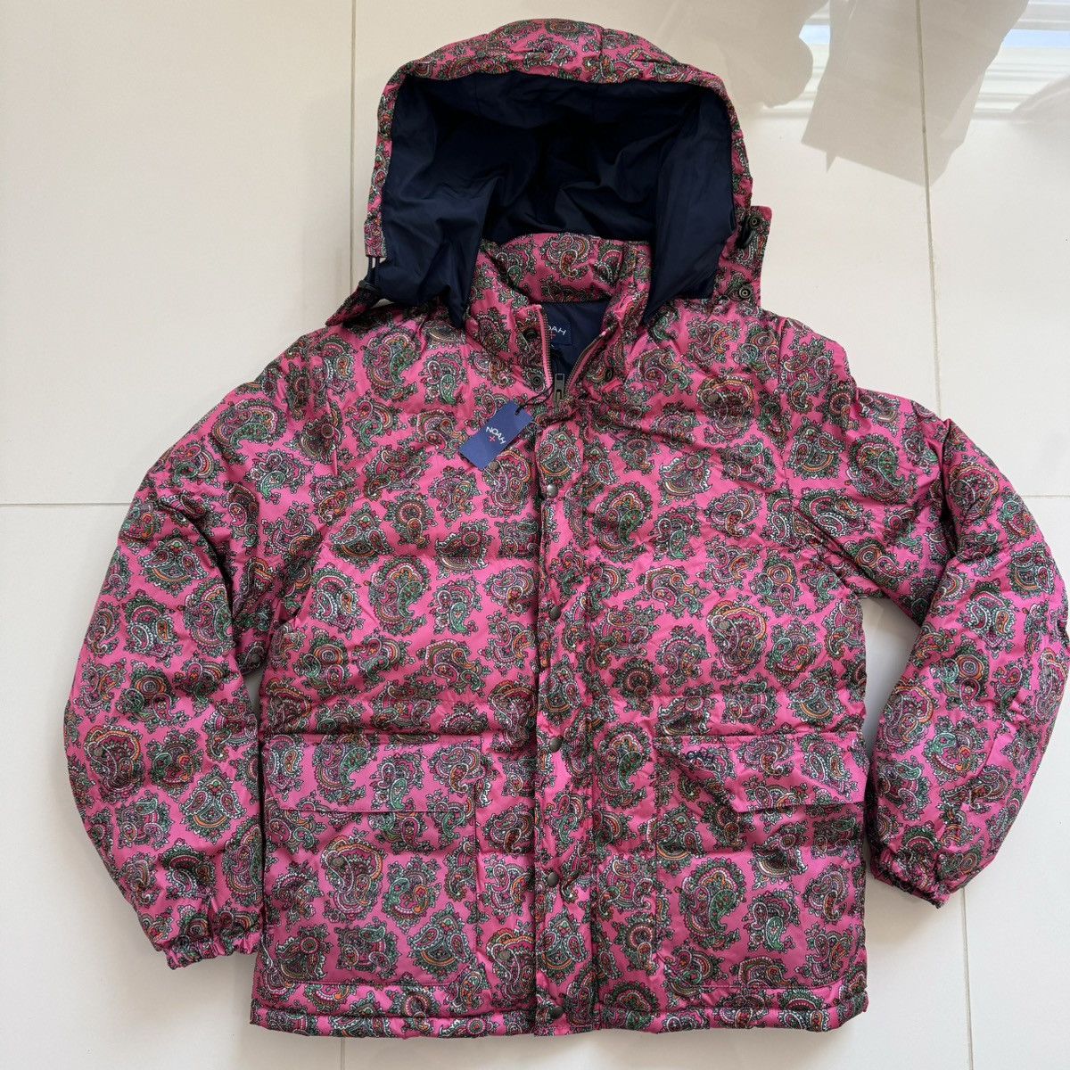 Noah Noah Cashball Paisley Puffer Jacket Hot Pink Sz L | Grailed