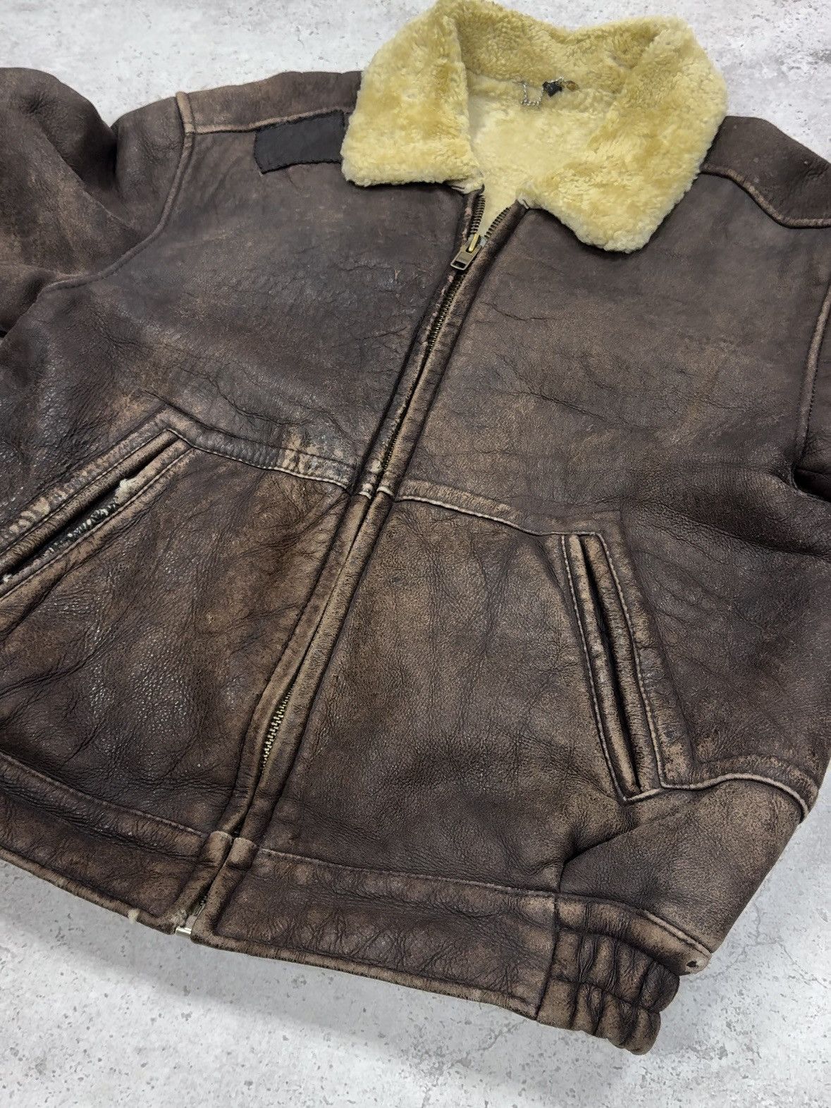 Other Vintage 90s Distressed Shearling Aviator Jacket Avirex Style Size US L / EU 52-54 / 3 - 5 Thumbnail