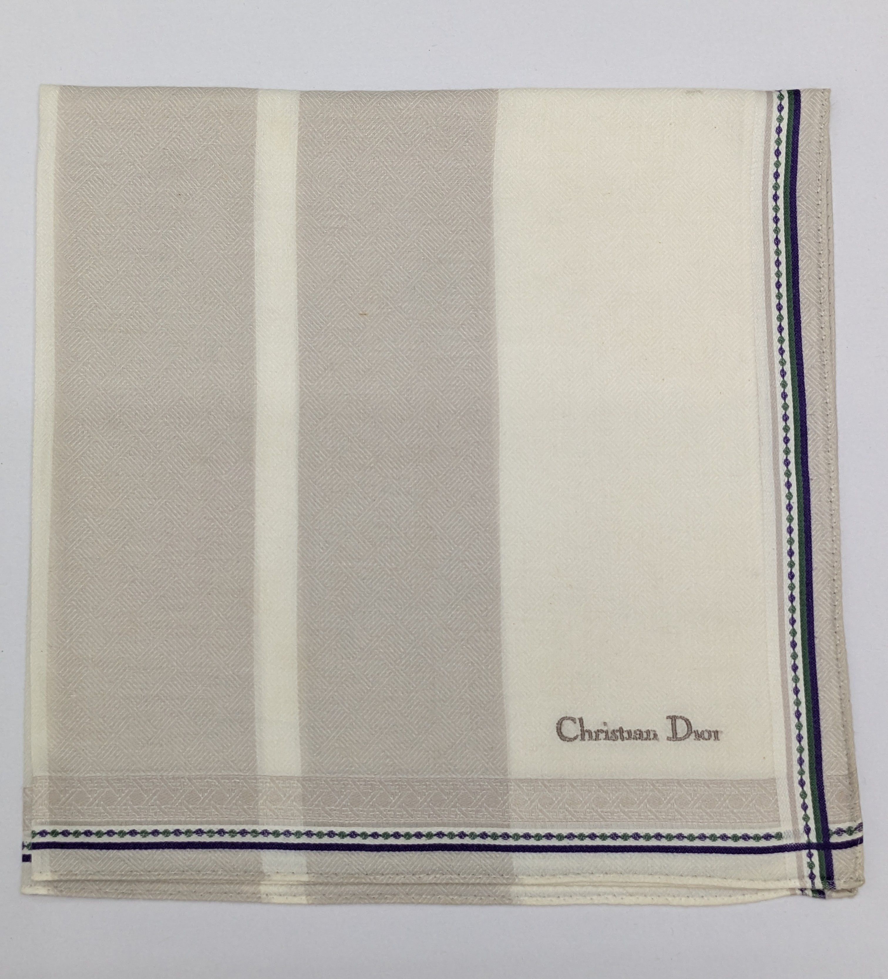 Christian Dior Monsieur VINTAGE CHRISTIAN DIOR STRIPED JACQUARD HANDKERCHIEF Size ONE SIZE - 1 Thumbnail