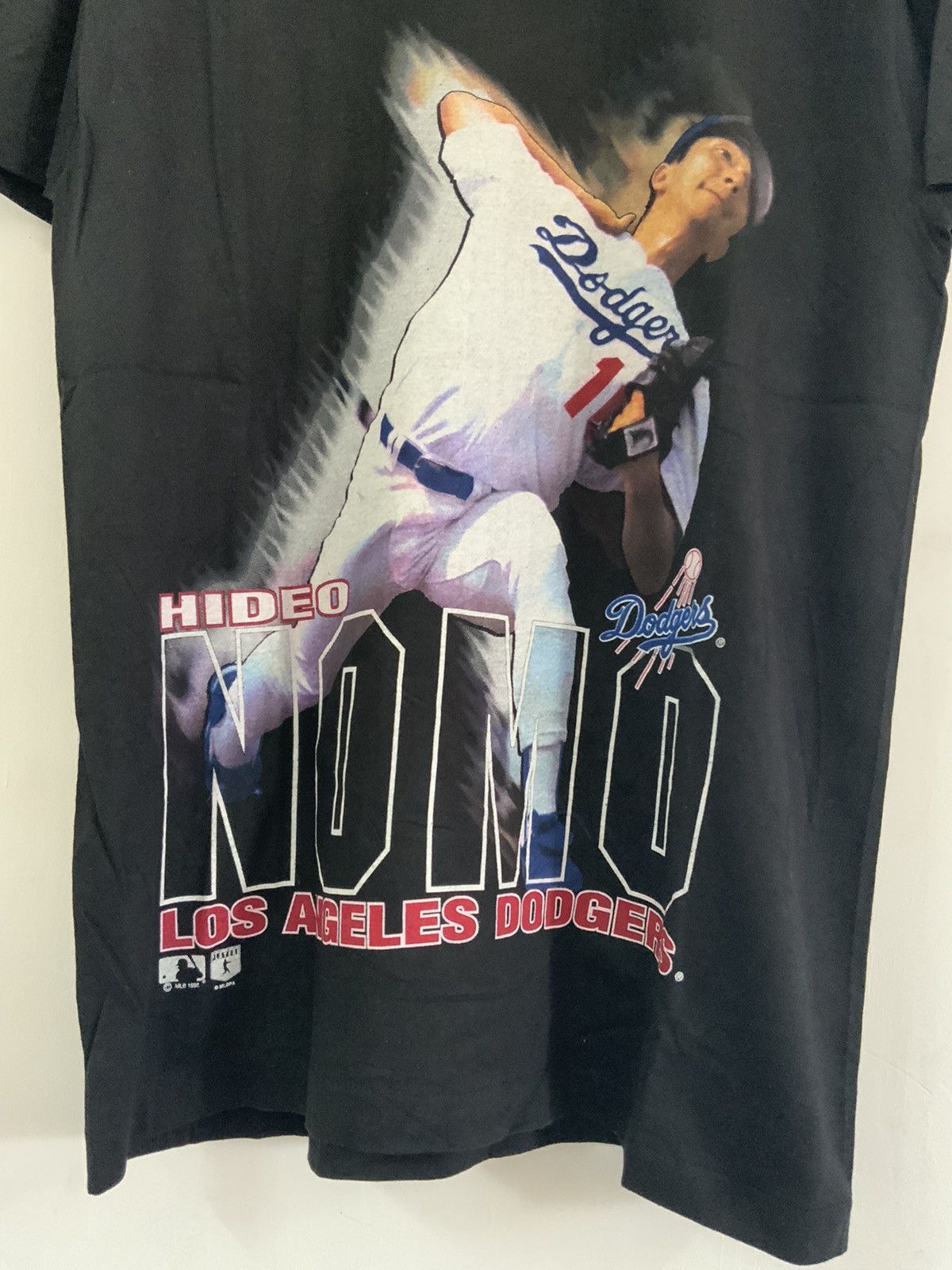 MLB Vintage Hideo Nomo Los Angeles Dodgers Black Tee Size US L / EU 52-54 / 3 - 6 Thumbnail