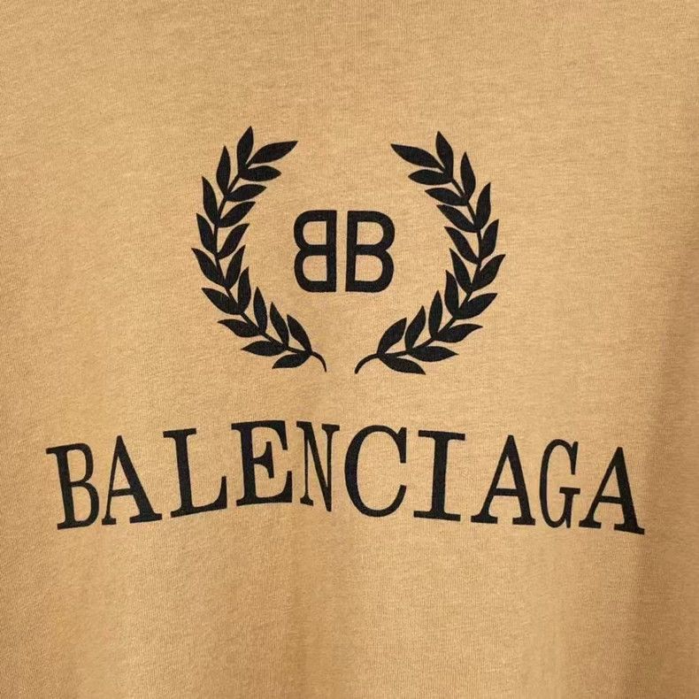Balenciaga Balenciaga Khaki Wheat Letter Short Sleeve Size US S / EU 44-46 / 1 - 5 Thumbnail