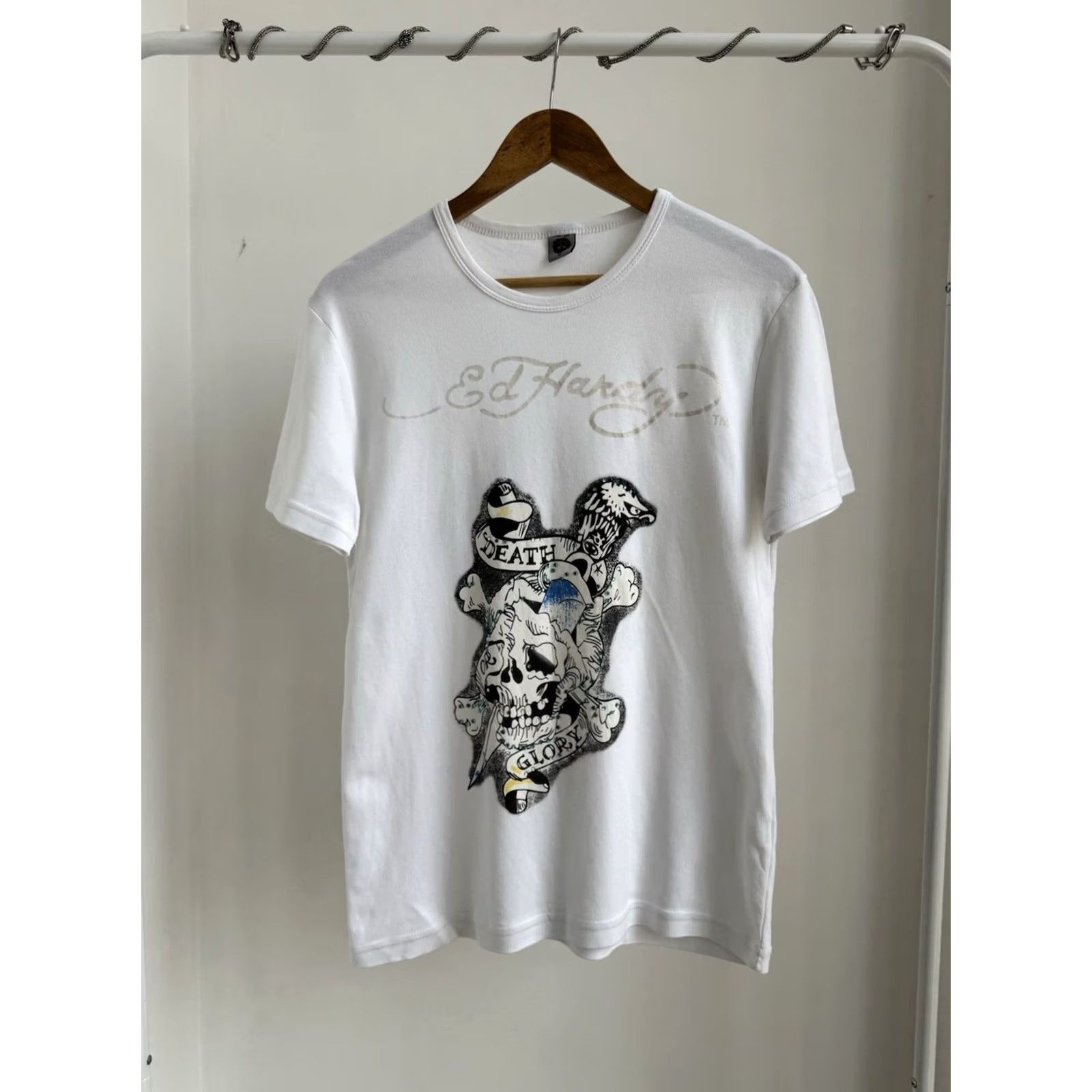 Ed Hardy VINTAGE ED HARDY BY CHRISTIAN AUDIGIER DESIGN WHITE BIG LOGO SHIRT MEN SIZE M Size US M / EU 48-50 / 2 - 4 Thumbnail