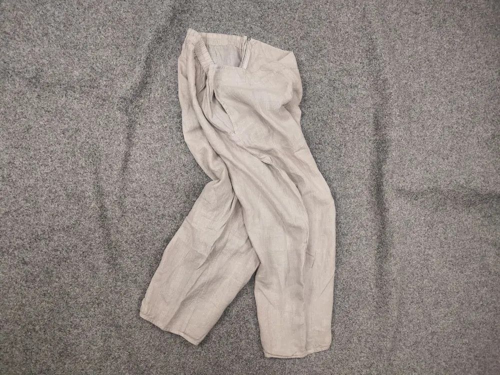 Vintage Grizas Design Minimalist Beige Linen Baggy Ankle Pants Size 32" / US 10 / IT 46 - 1 Thumbnail