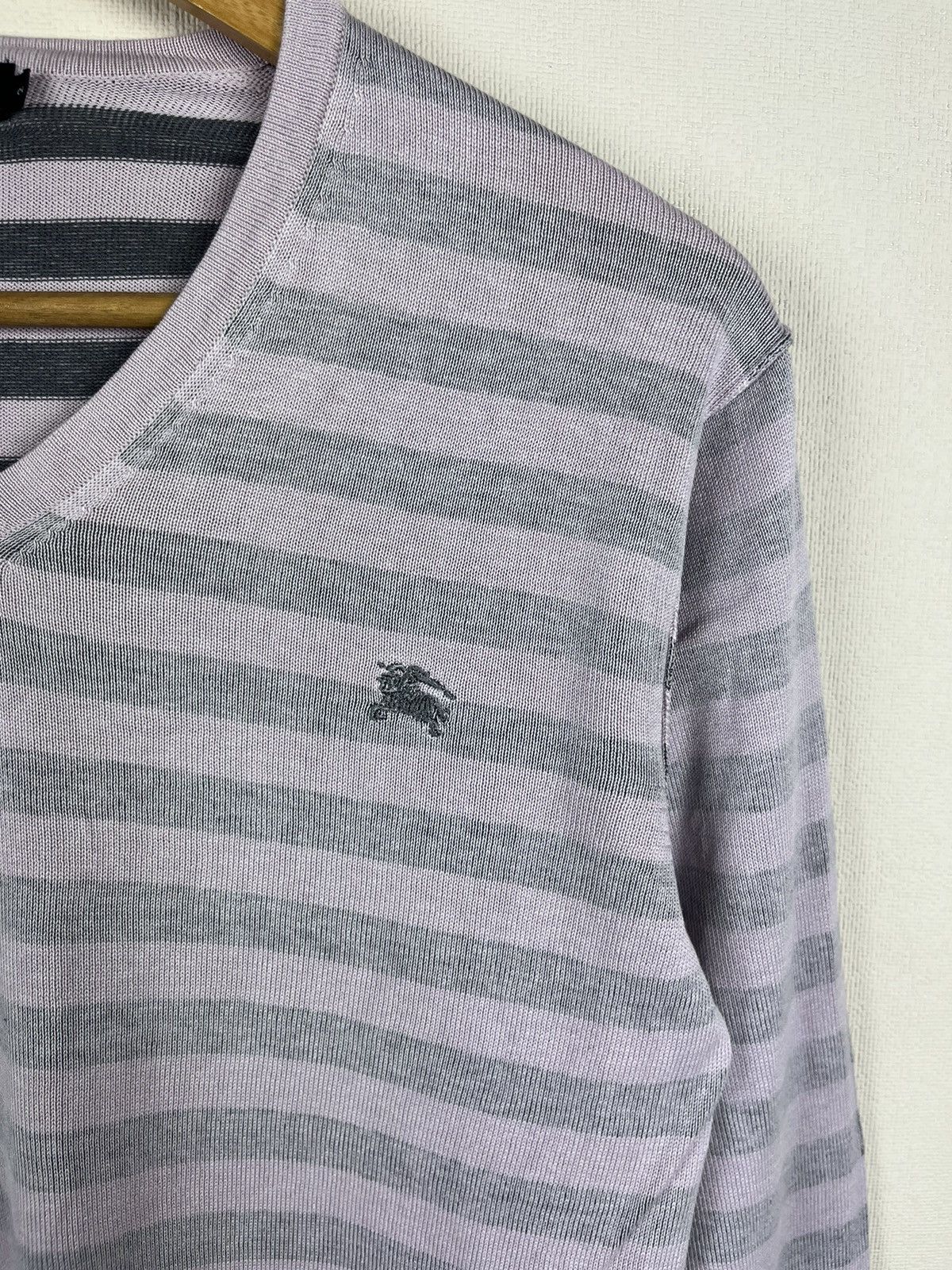 Burberry Burberry Black Label Japan V-Neck Striped Knit Sweater 2/S Size US S / EU 44-46 / 1 - 2 Thumbnail