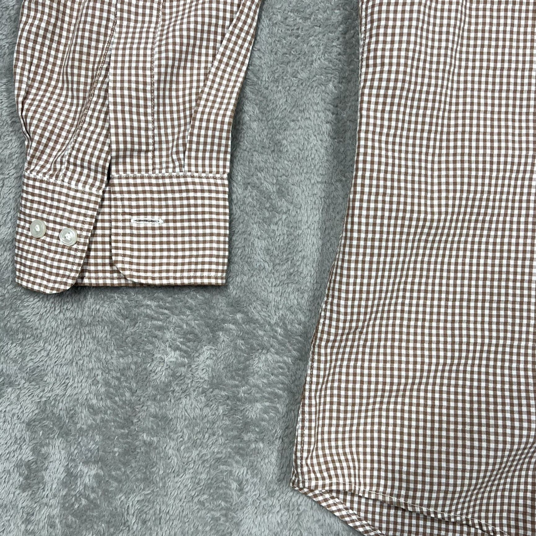 Arrow Arrow Shirt Dress Shirt Long Sleeve Button Up White Brown Check, Large, Men, Regular, Collar Button-Down, Oxford, Vintage No Size US L / EU 52-54 / 3 - 3 Thumbnail