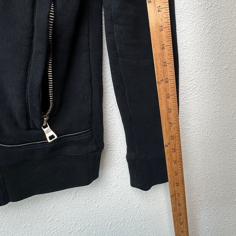 Balmain Balmain Black Moto Hoodie Leather-Shoulder Zip Sweatshirt M Size US M / EU 48-50 / 2 - 15 Thumbnail