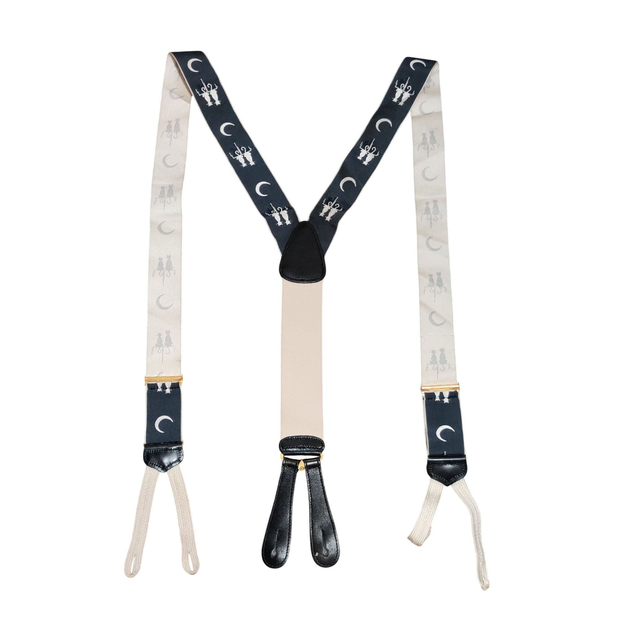 Vintage Trafalgar Calvin Curtis Serenade Silk Suspenders Cat