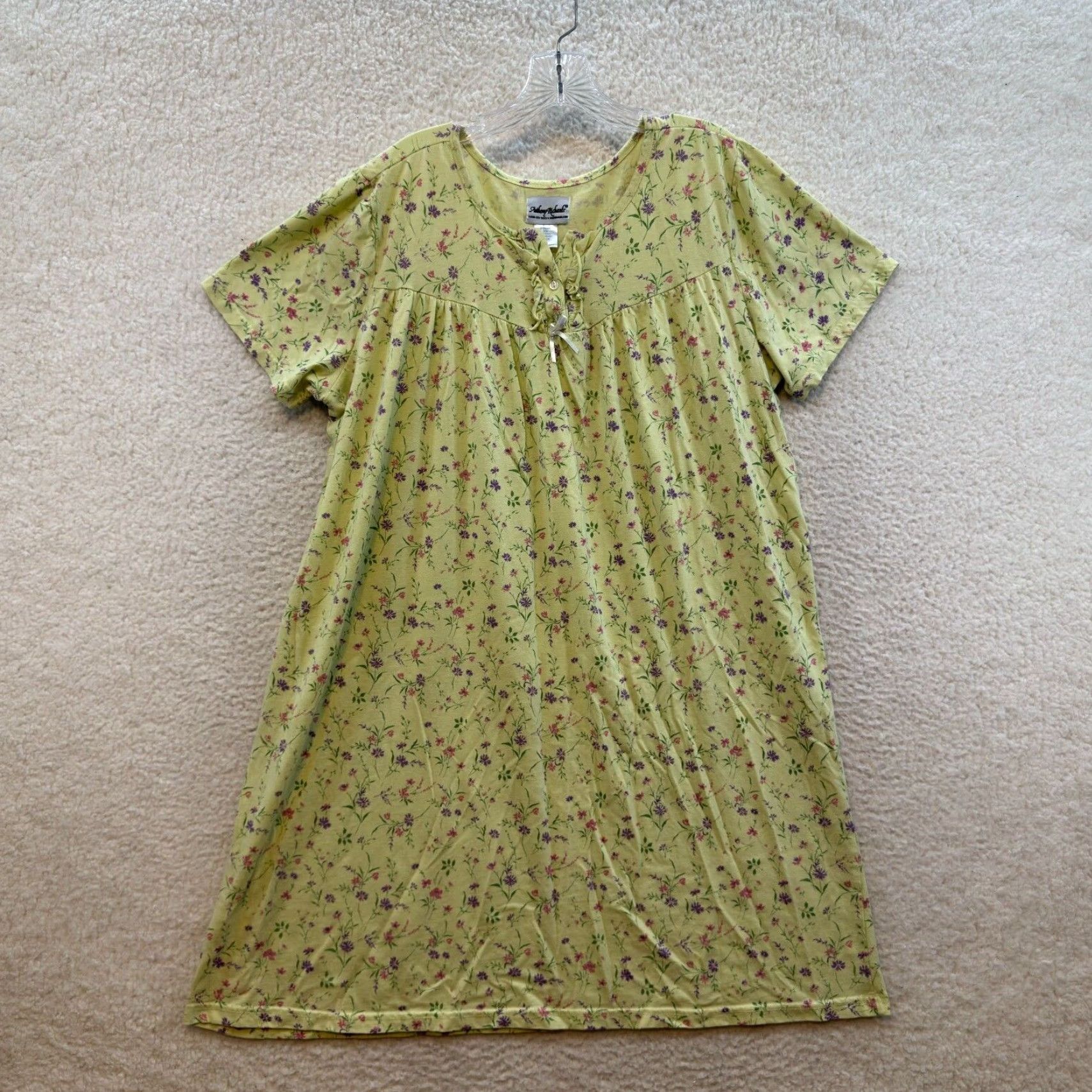 Vintage VINTAGE Nightgown Sleep Dress L Yellow Ditsy Floral Cottagecore Grandma Size L / US 10 / IT 46 - 2 Thumbnail