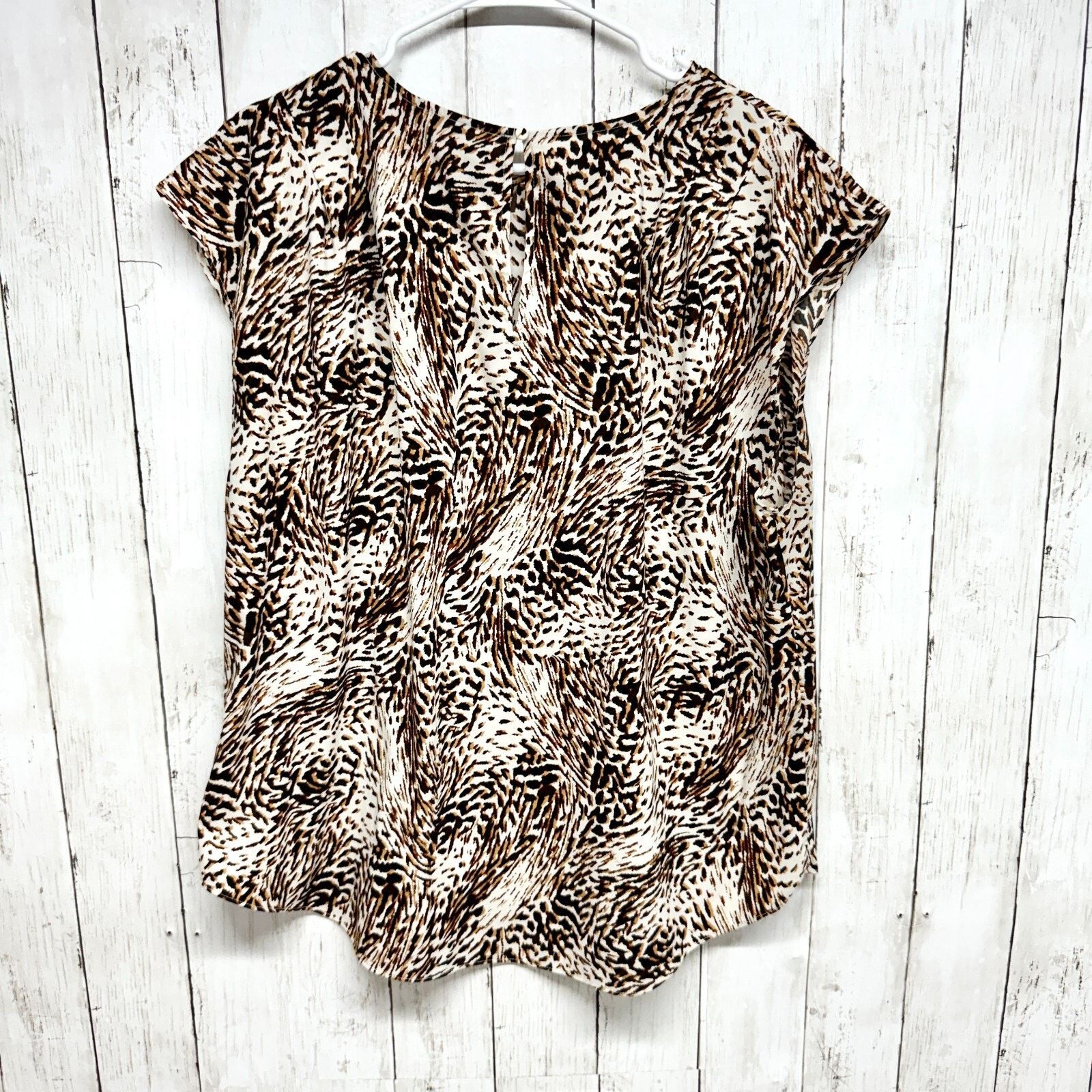 Express Express Blouse Sz XL Abstract Animal Print Pleated Shoulder Size XL / US 12-14 / IT 48-50 - 4 Thumbnail