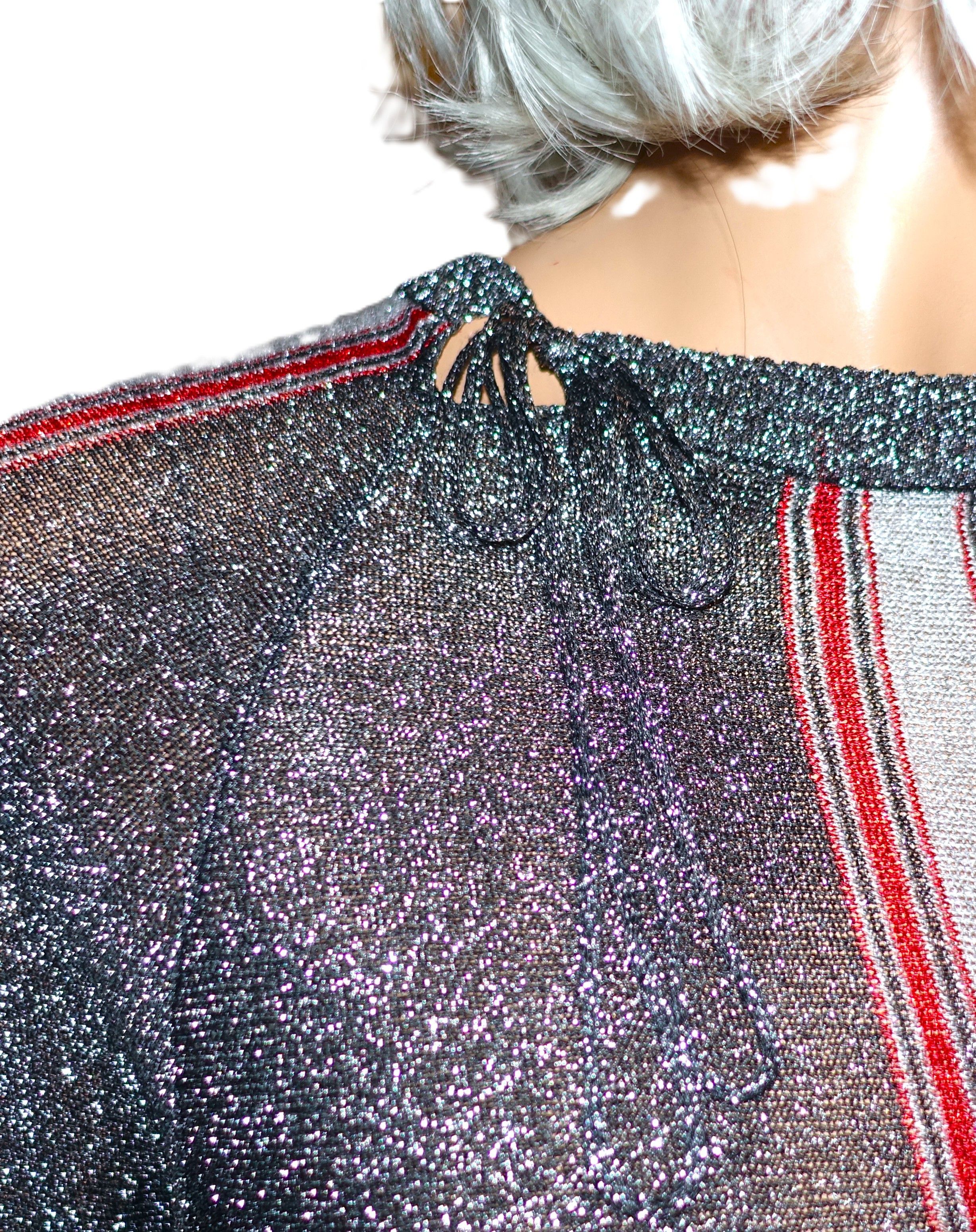 Vintage Vintage Cotillion Silver Metallic Striped Blouse M Size M / US 6-8 / IT 42-44 - 2 Thumbnail