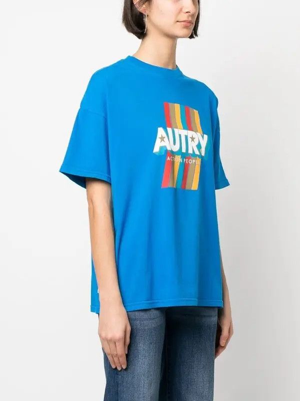 AUTRY o1y0725 Crewneck T-Shirt in Blue Size M / US 6-8 / IT 42-44 - 3 Thumbnail