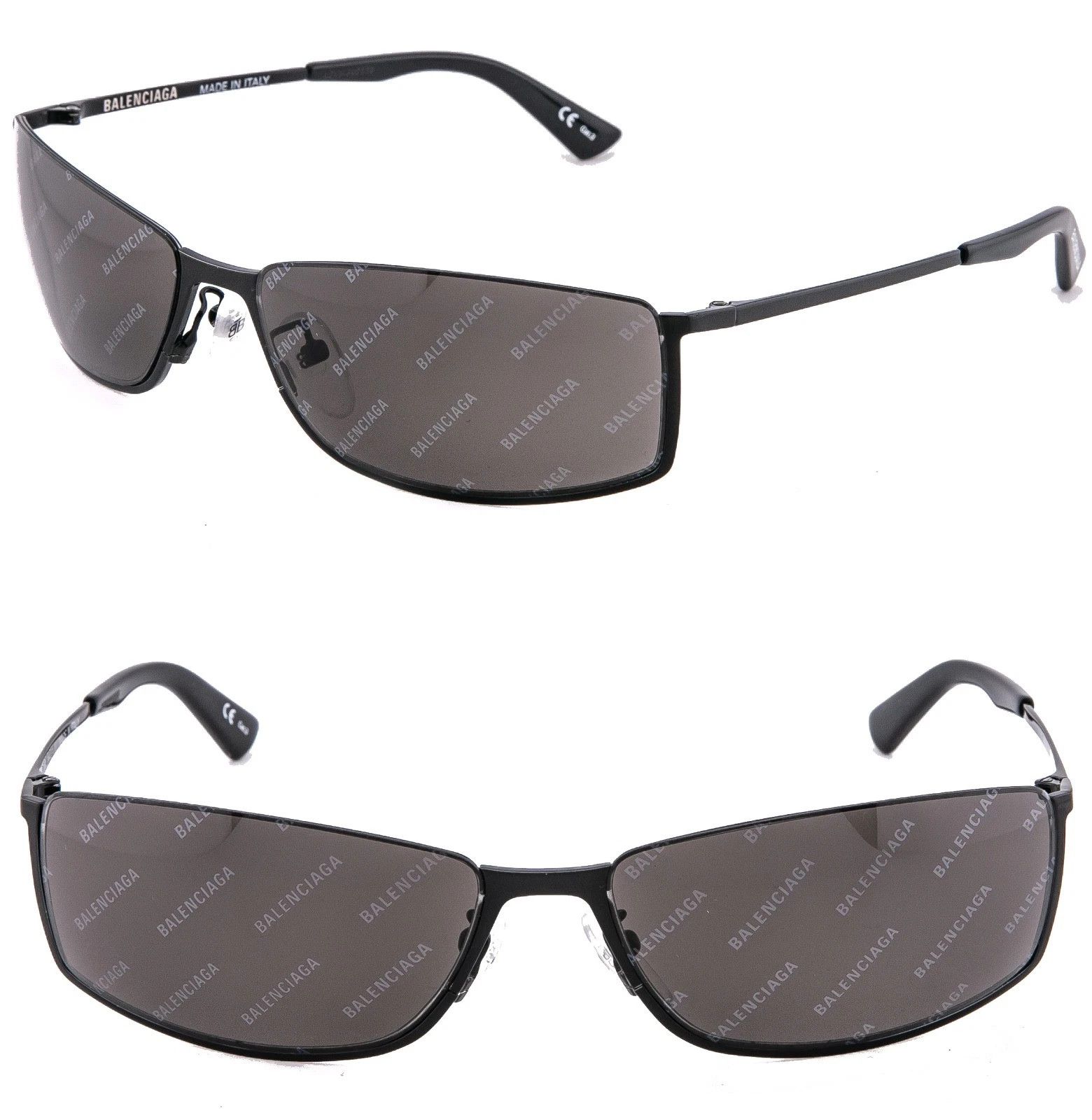 Balenciaga BALENCIAGA BB0094S AGENT Black Logo Print Wrap 0094 001 Size ONE SIZE - 1 Thumbnail