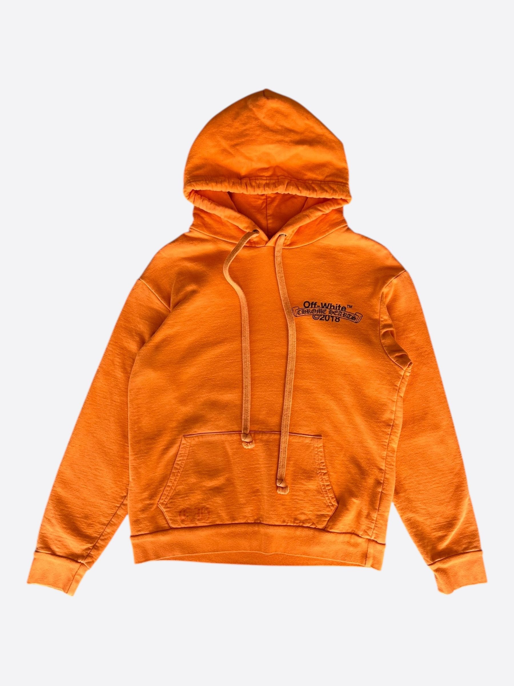 Chrome Hearts Chrome Hearts Off-White Orange & Black Scroll Logo Hoodie Size US M / EU 48-50 / 2 - 1 Thumbnail