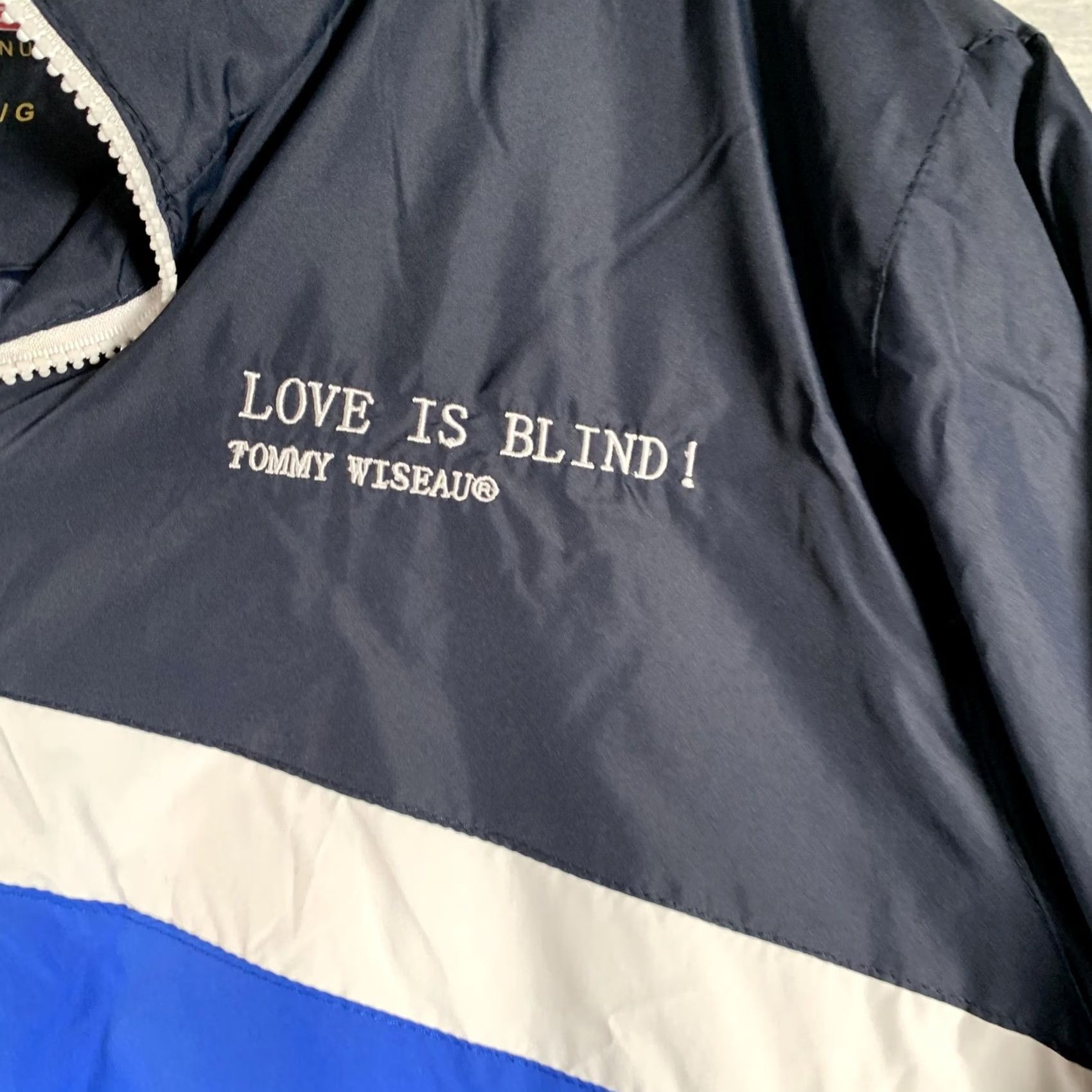 Vintage Tommy Wiseau Jacket Mens Large Blue Striped Hooded Windbreaker Love Is Blind Size US L / EU 52-54 / 3 - 4 Thumbnail