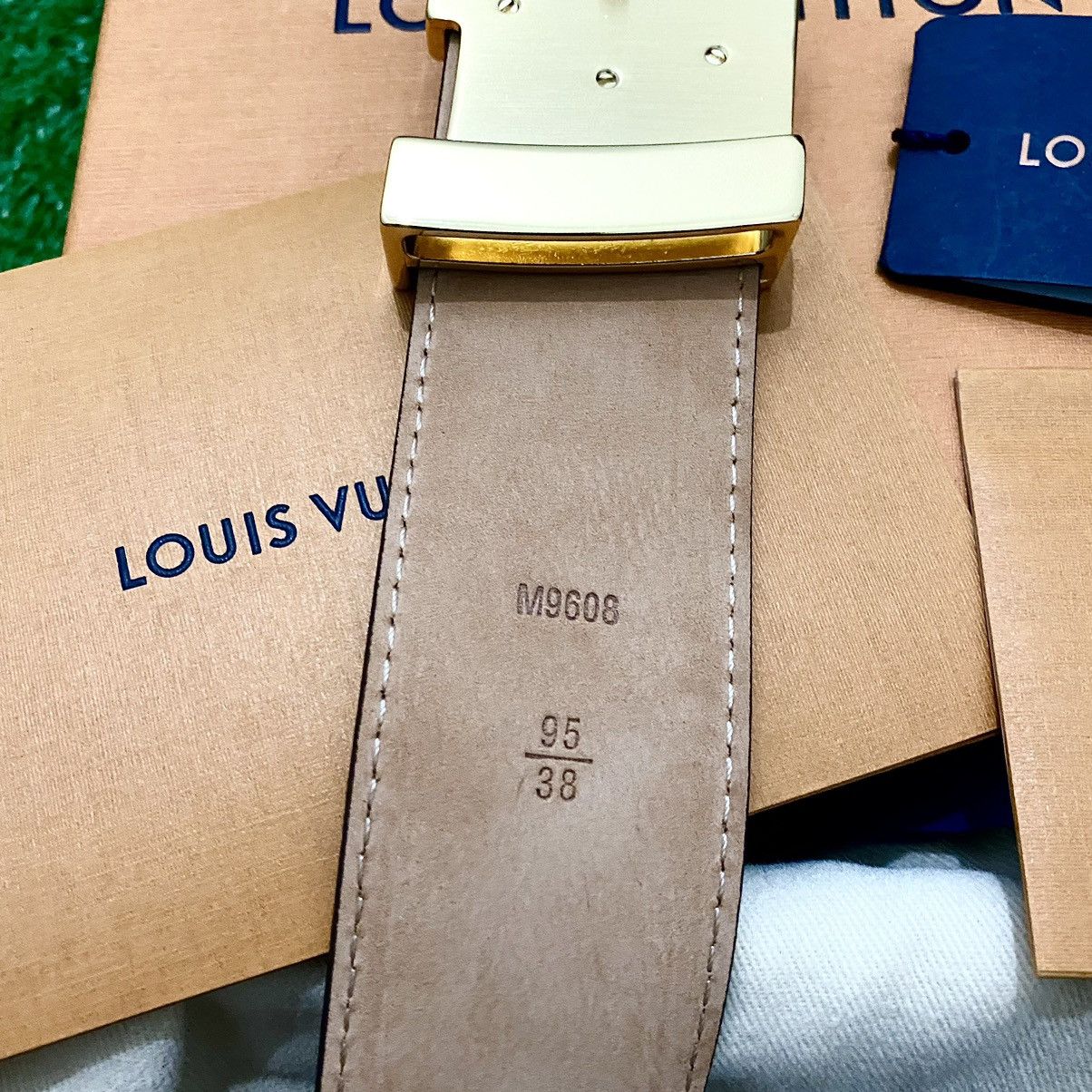 Louis Vuitton LOUIS VUITTON 40 Mono 95 Gold Buckle Belt Complete Set NEW! Size 38 - 7 Thumbnail