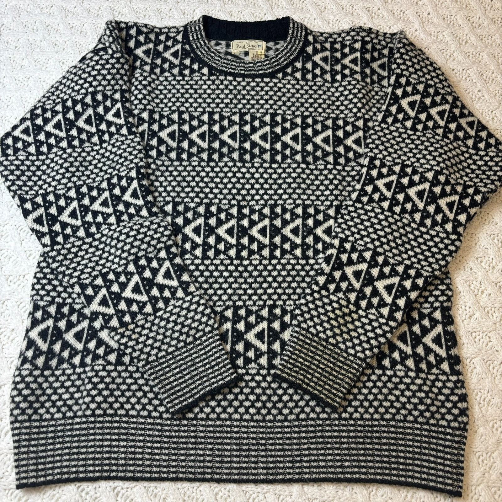 Paul Stuart Paul Stuart Men’s M Hand-Knitted Pullover Sweater Black & Wh Size US M / EU 48-50 / 2 - 1 Thumbnail
