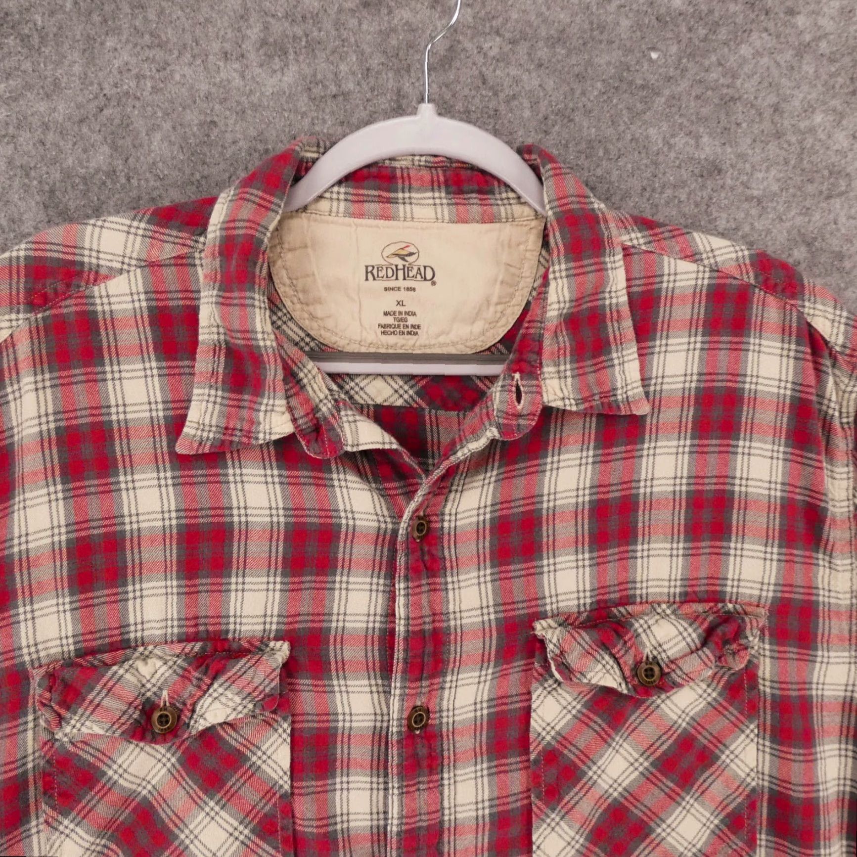 Vintage RedHead Shirt Mens XL Long Sleeve Button-Up Red Plaid Size US XL / EU 56 / 4 - 2 Thumbnail