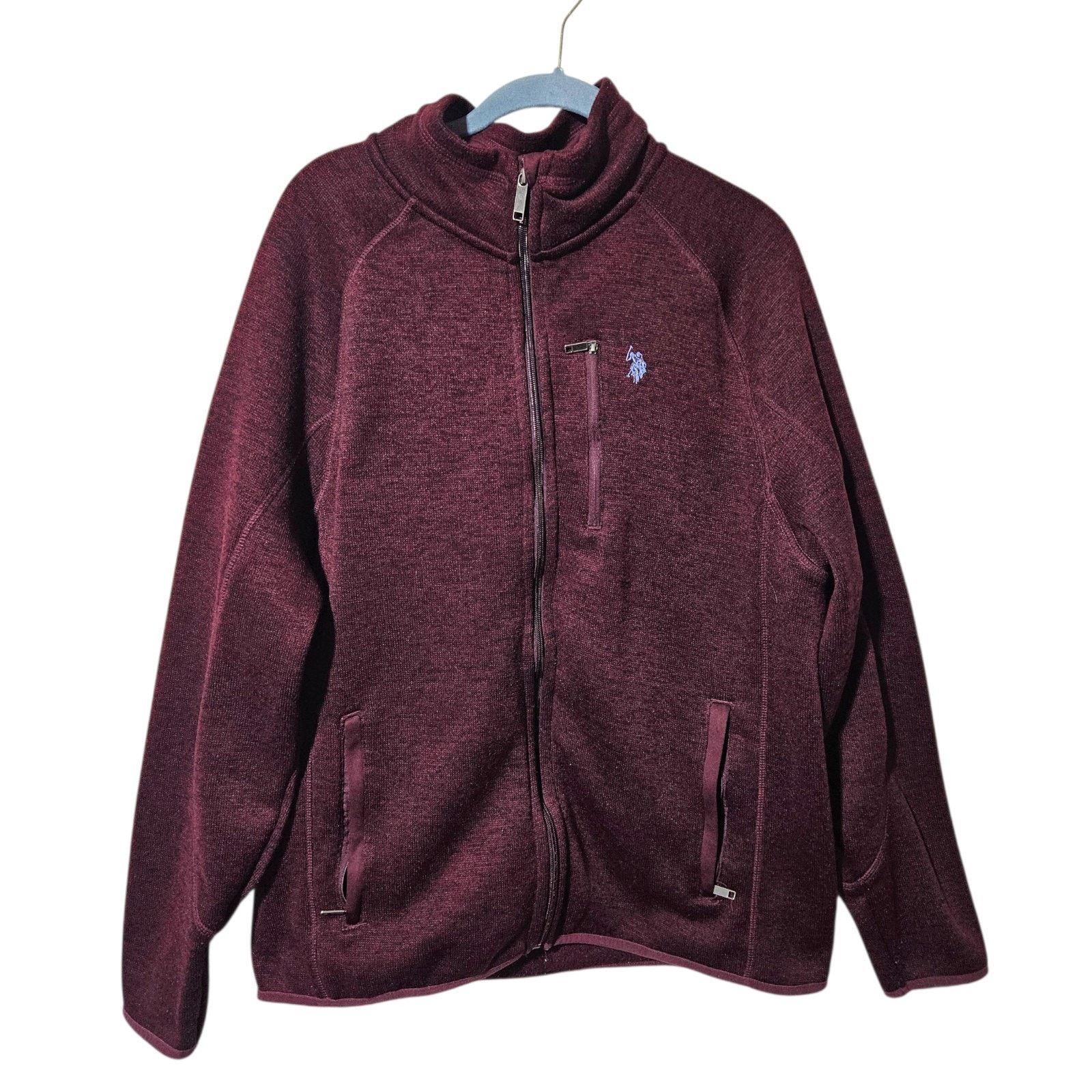 U.S. Polo Assn. US Polo Assn Burgundy Full Zip feece Sweater Jacket Mens L Size US L / EU 52-54 / 3 - 1 Thumbnail