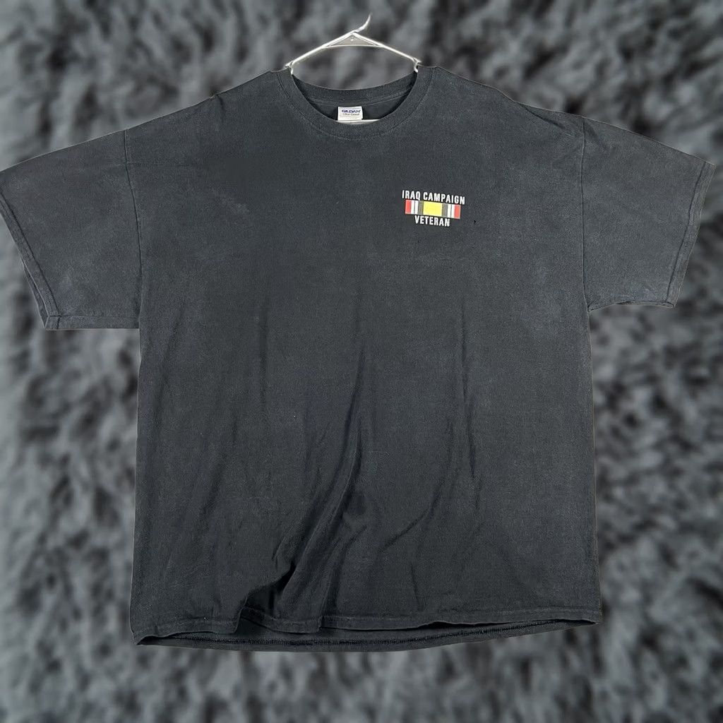 Gildan VINTAGE Iraq Campaign Veteran T Shirt 2XL Black Distressed Fade Double Sided W/Map Size US XXL / EU 58 / 5 - 1 Thumbnail