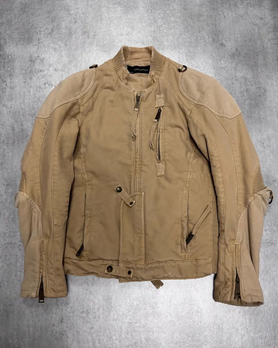 FW2007 Dsquared2 Biker Reinforced Beige Denim Jacket