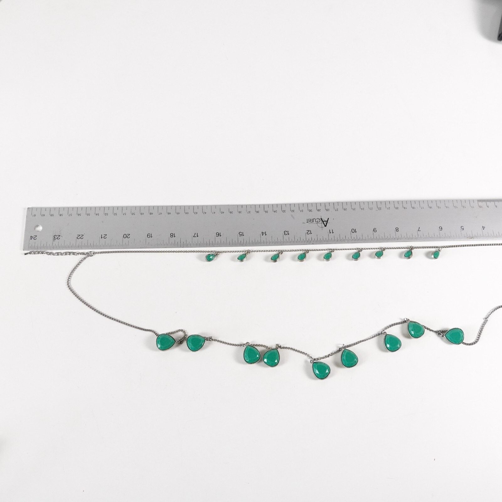 Other Vintage Silver & Green Stone Beaded Necklace Choker Jewelry Size ONE SIZE - 7 Thumbnail