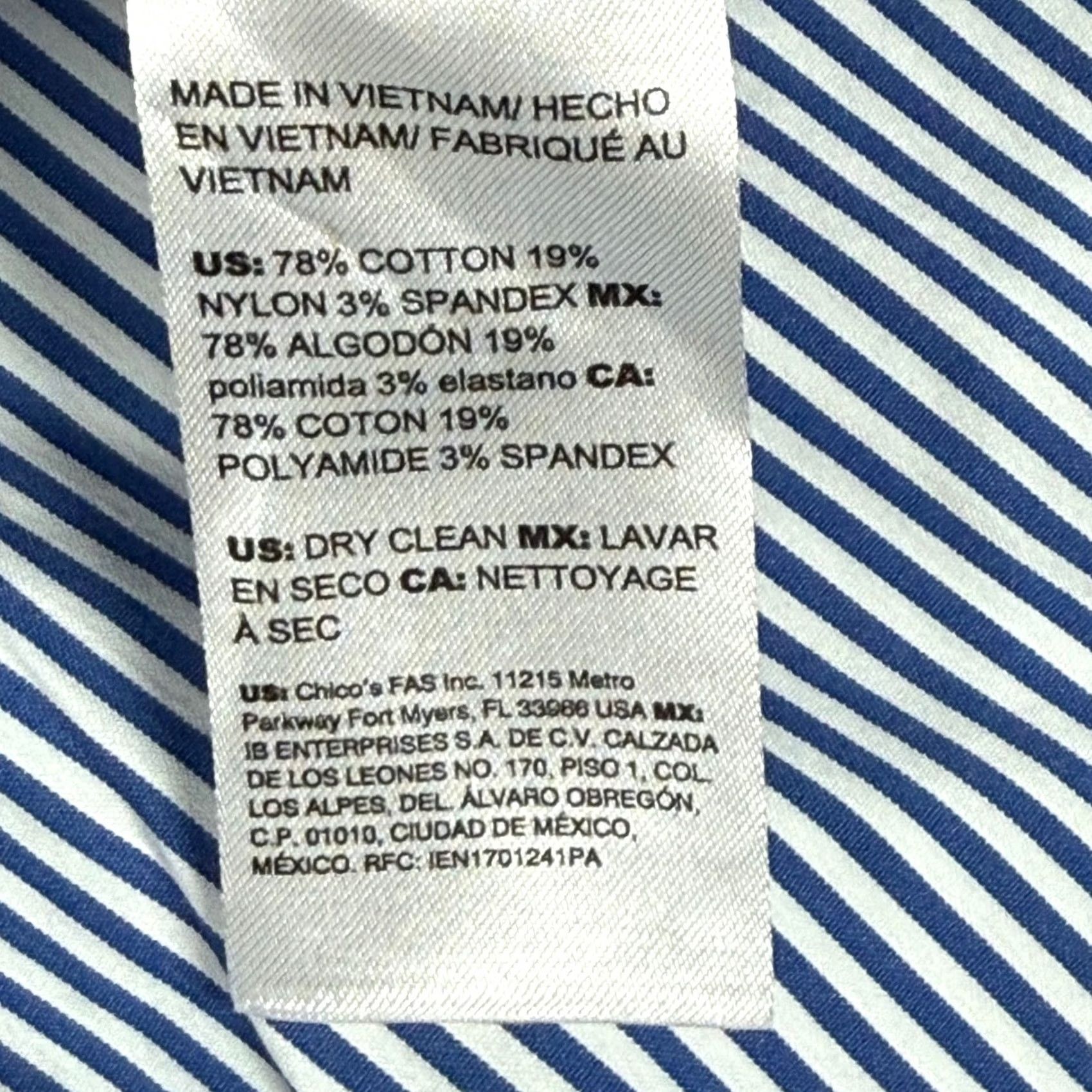 Vintage Chicos Tunic Button-Up Shirt Womens Blue Striped Ruffle Front Classic Office 16/18 XL XS? Size XS / US 0-2 / IT 36-38 - 5 Thumbnail